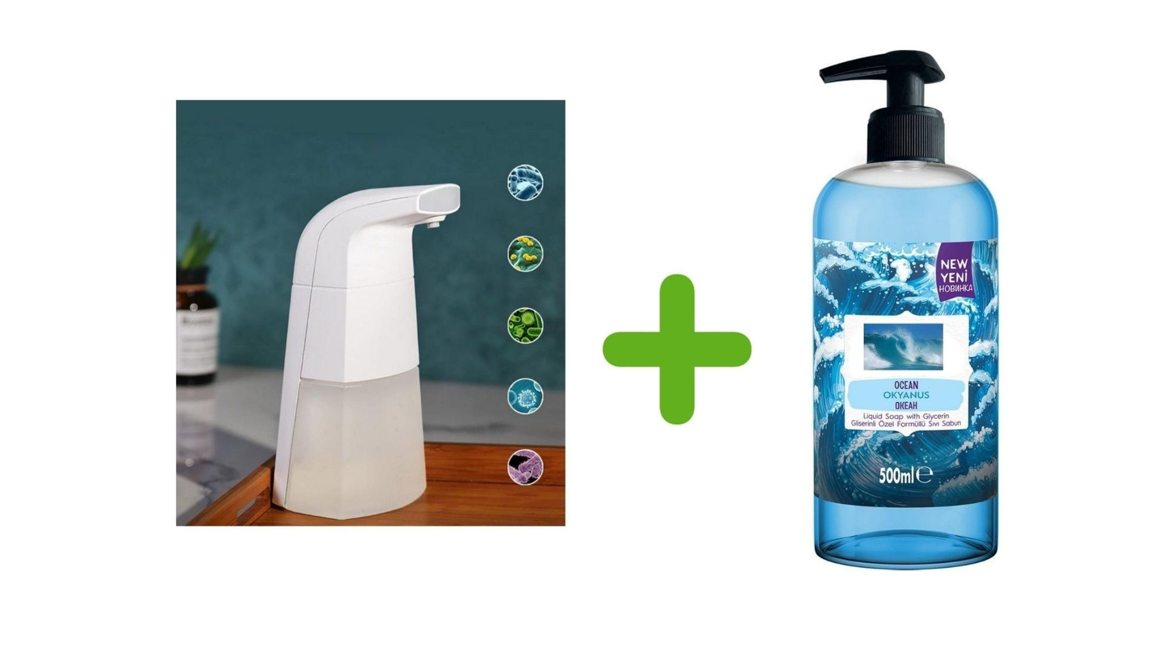 Sensörlü Fotoselli Sıvı Sabunluk 21x5x10cm Ve 1 Adet 400 ml Sıvı Sabun