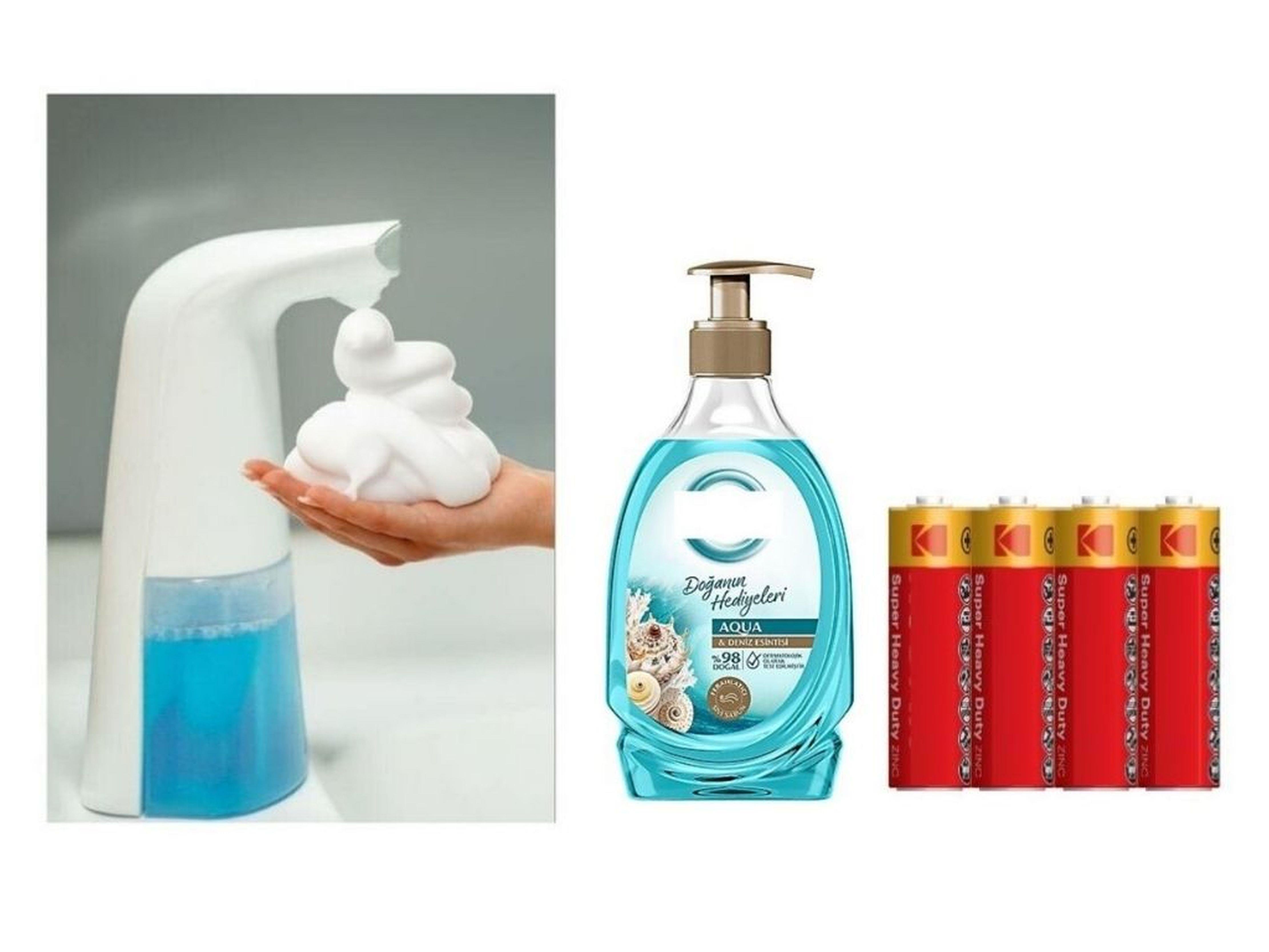 Sensörlü Fotoselli Sıvı Sabunluk,Piller Dahil 21X5X10Cm Ve Bir Adet 392 Ml Sıvı Sabun Aqua Ve Deniz Esintisi