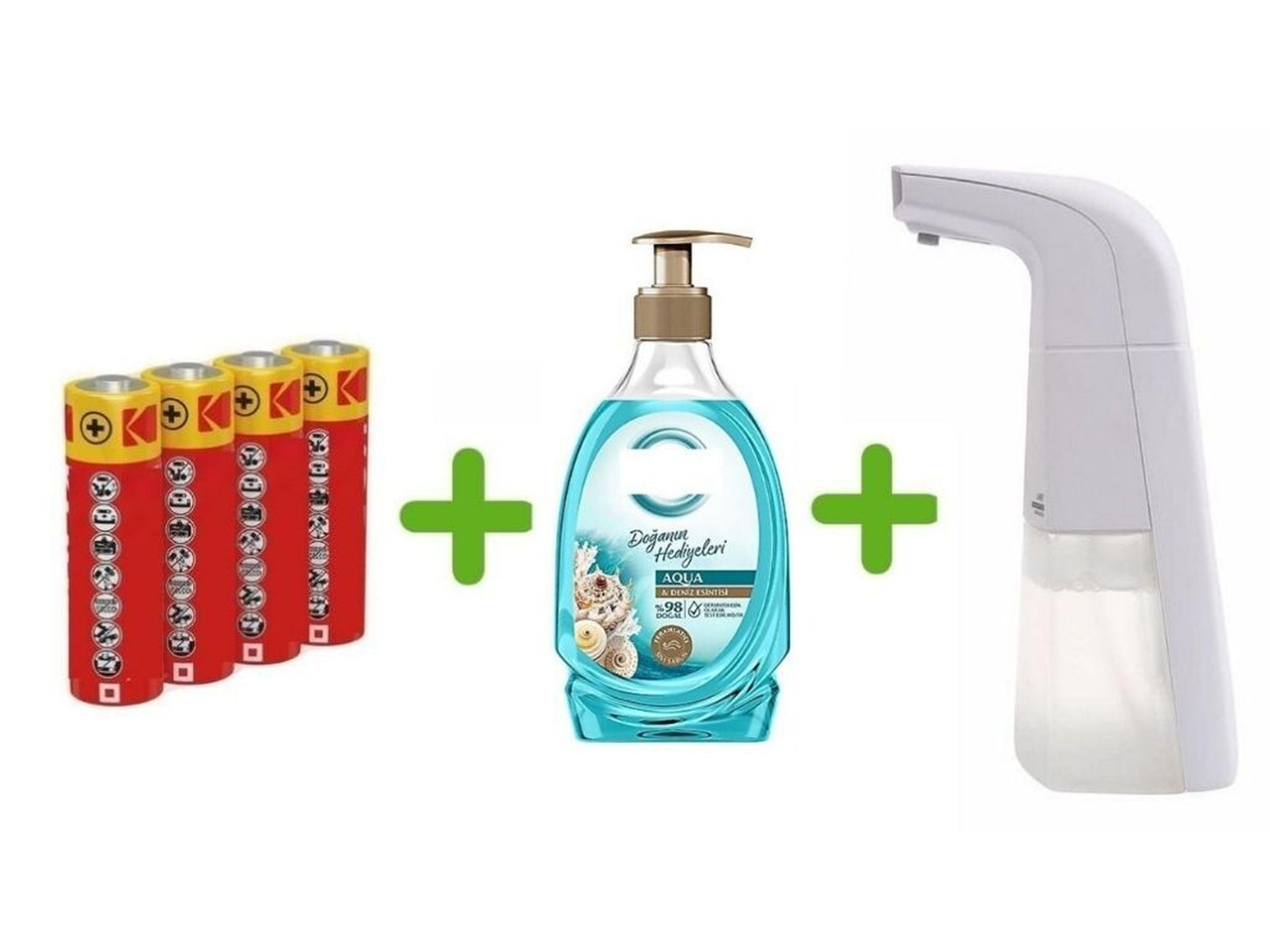 Sensörlü Fotoselli Sıvı Sabunluk,Piller Dahil 21X10X5Cm Ve Bir Adet 392 Ml Sıvı Sabun Aqua Ve Deniz Esintisi