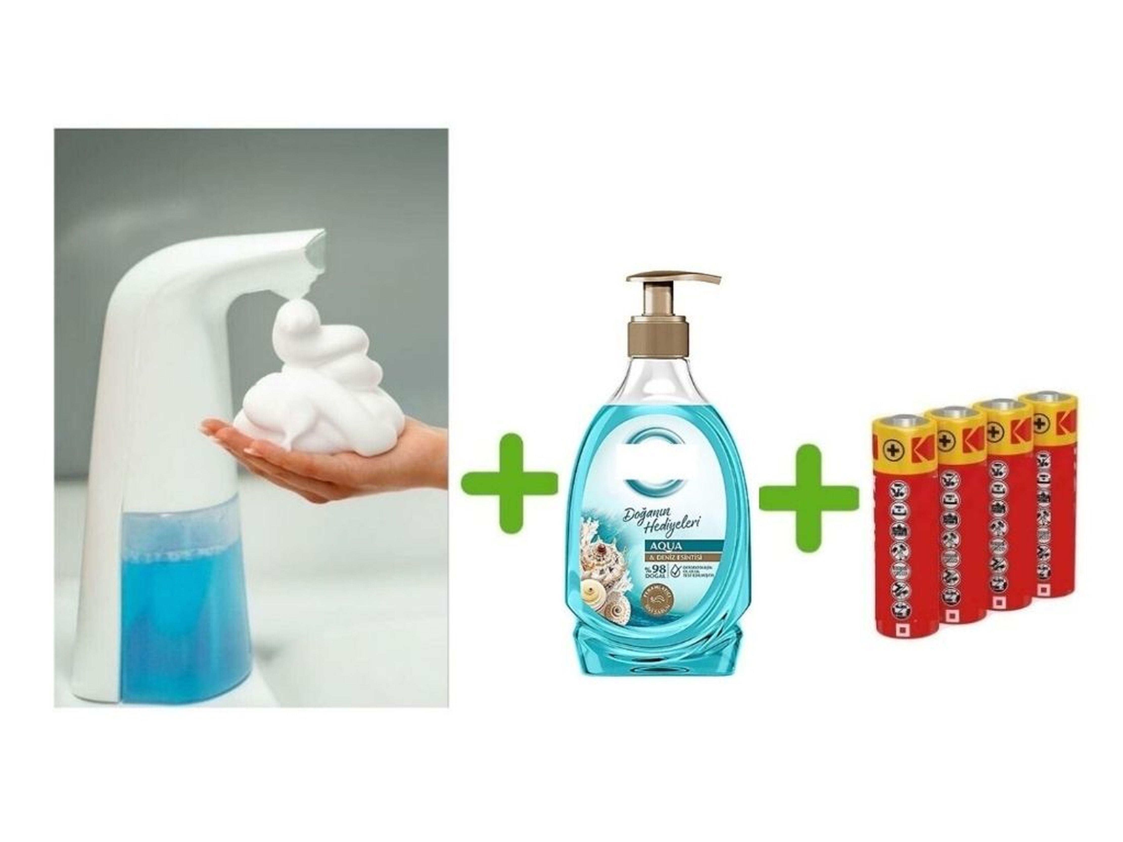 Sensörlü Fotoselli Sıvı Sabunluk,Piller Dahil 21X5X10Cm Ve Bir Adet 392 Ml Sıvı Sabun Aqua Ve Deniz Esintisi