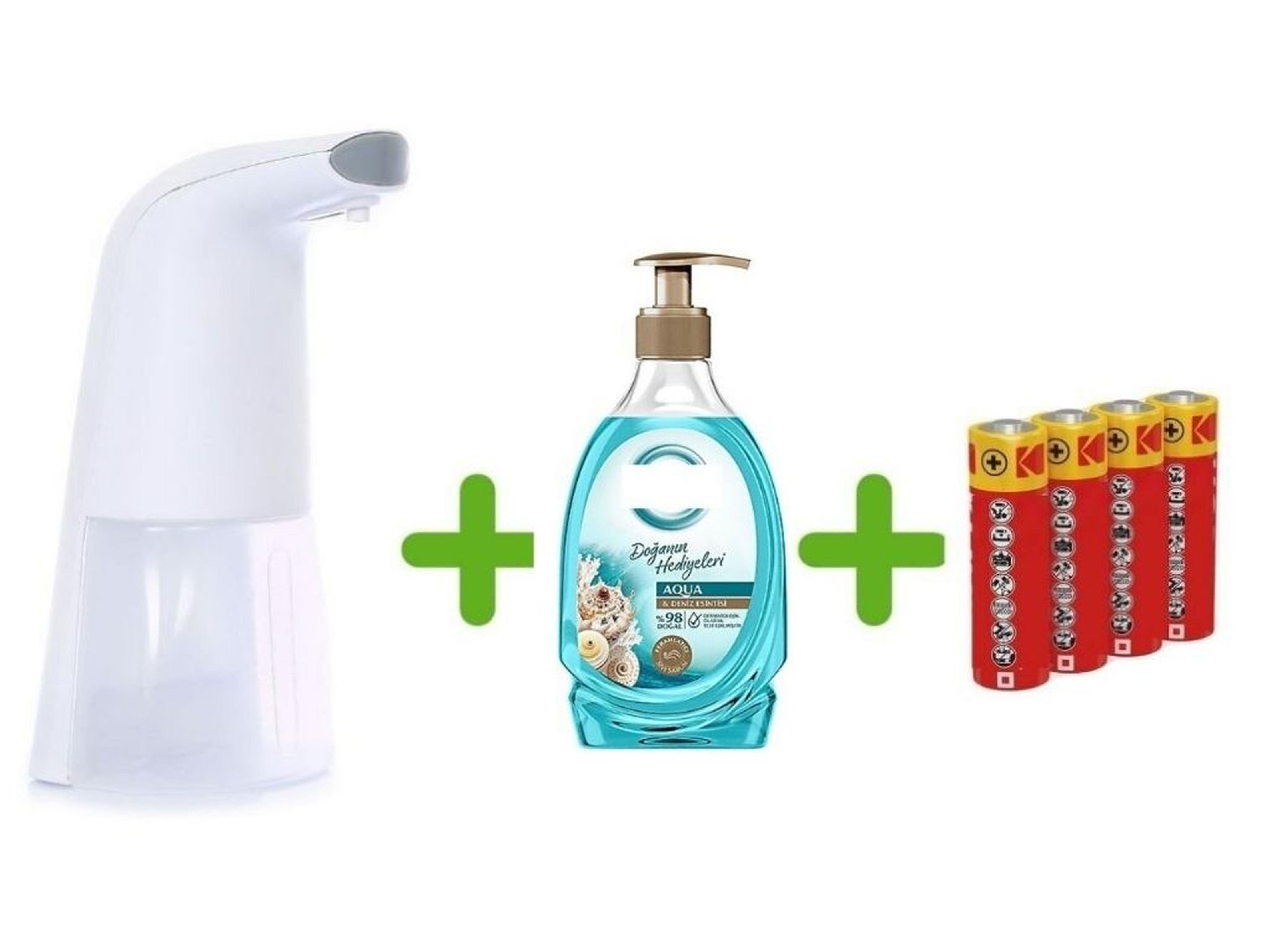 Sensörlü Fotoselli Sıvı Sabunluk,Piller Dahil 21X5X10Cm Ve Bir Adet 392 Ml Sıvı Sabun Aqua Ve Deniz Esintisi