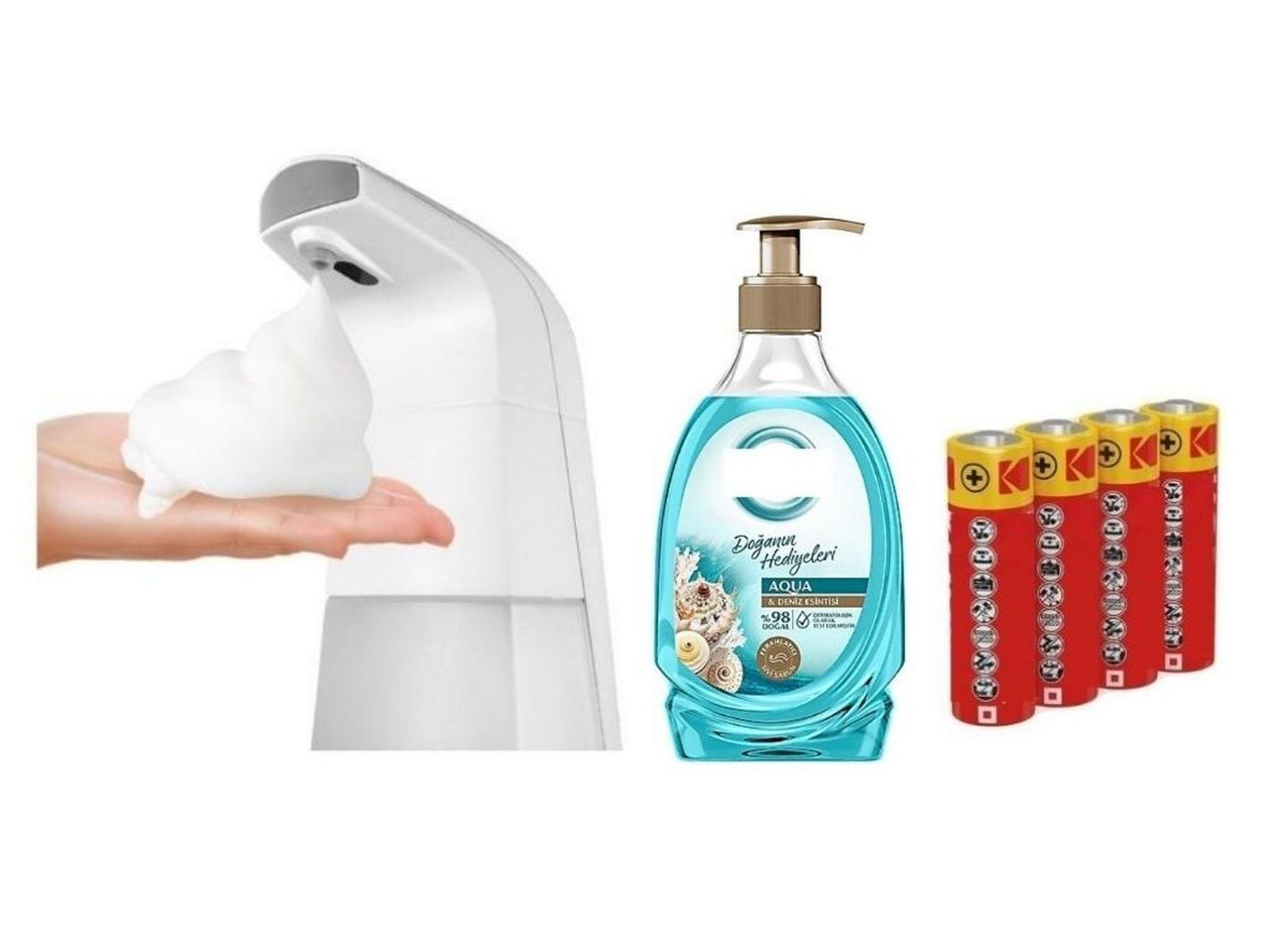 Sensörlü Fotoselli Sıvı Sabunluk,Piller Dahil 21X10X5Cm Ve Bir Adet 392 Ml Sıvı Sabun Aqua Ve Deniz Esintisi