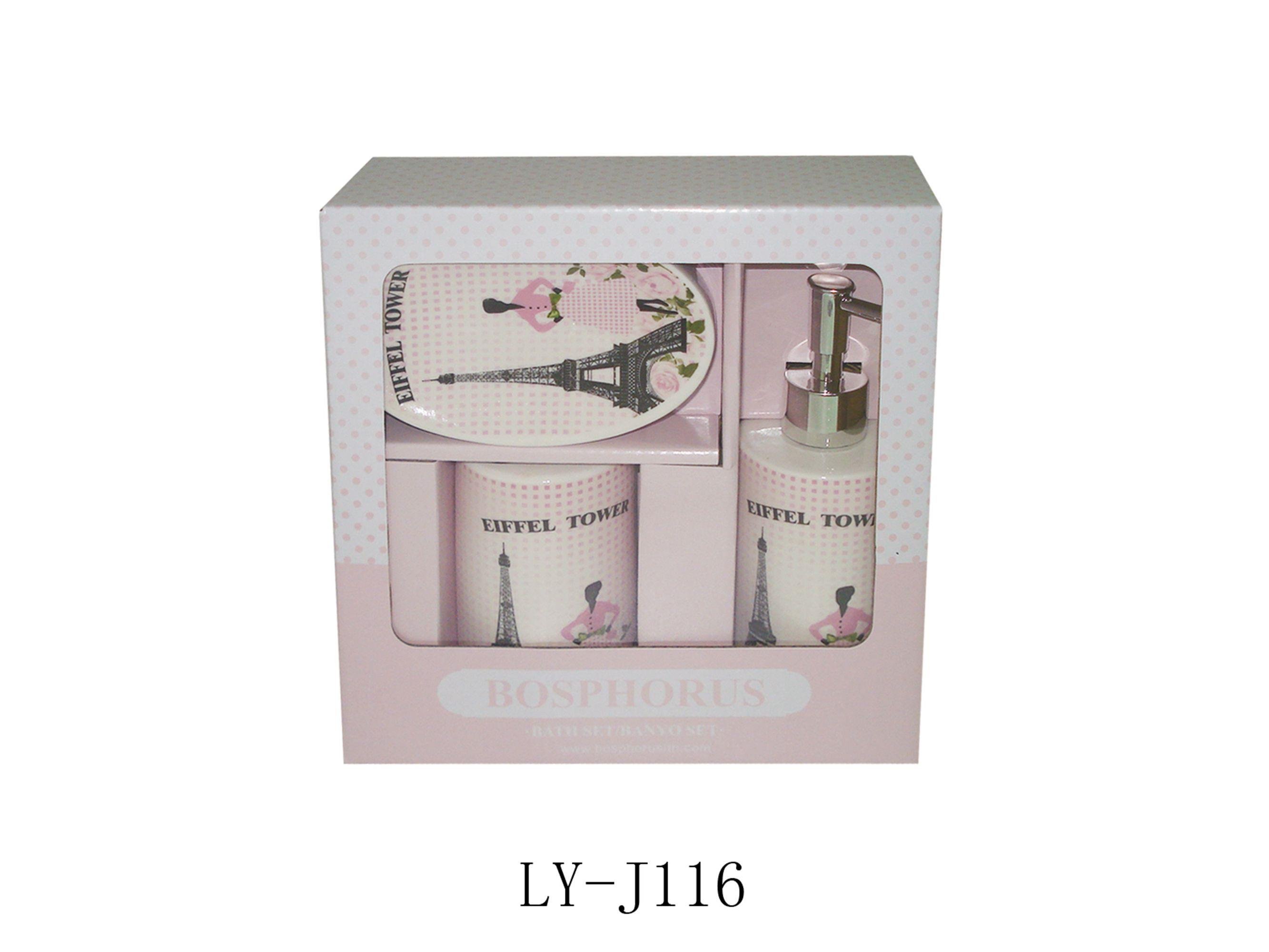 Seramik 3 Lü Banyo Seti Eyfel Kulesi Model 20X20X10Cm