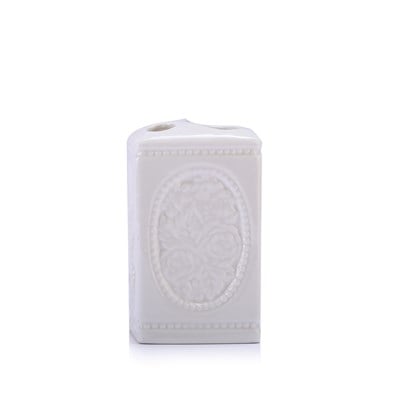 Seramik Diş Fırçalık Çiçekli Kare Model 8x8x11cm