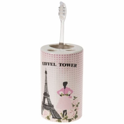 Seramik Diş Fırçalık Eyfel Kulesi Model 7x7x11cm