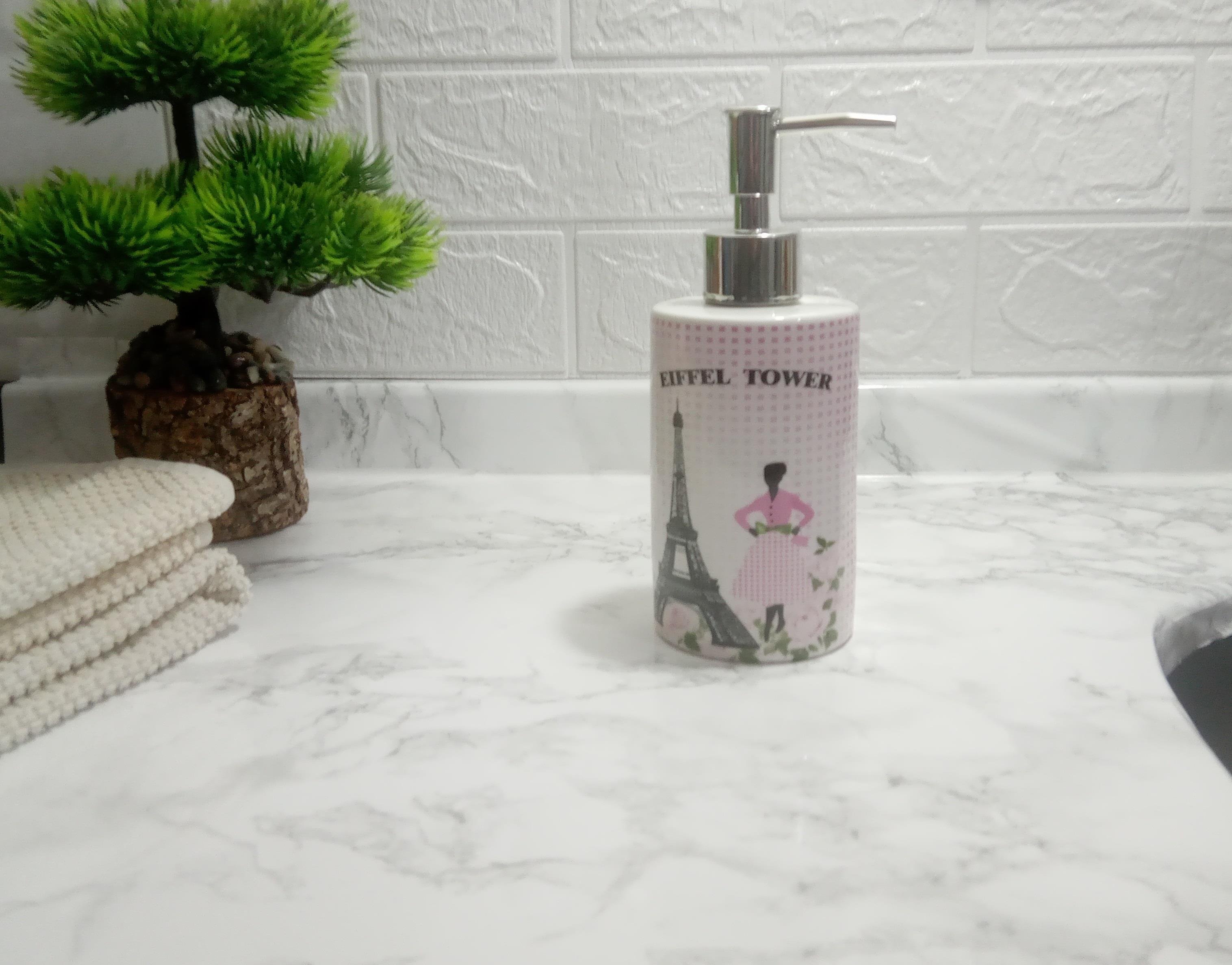 Seramik Sıvı Sabunluk Eyfel Kulesi Model 7x7x18cm 320ml