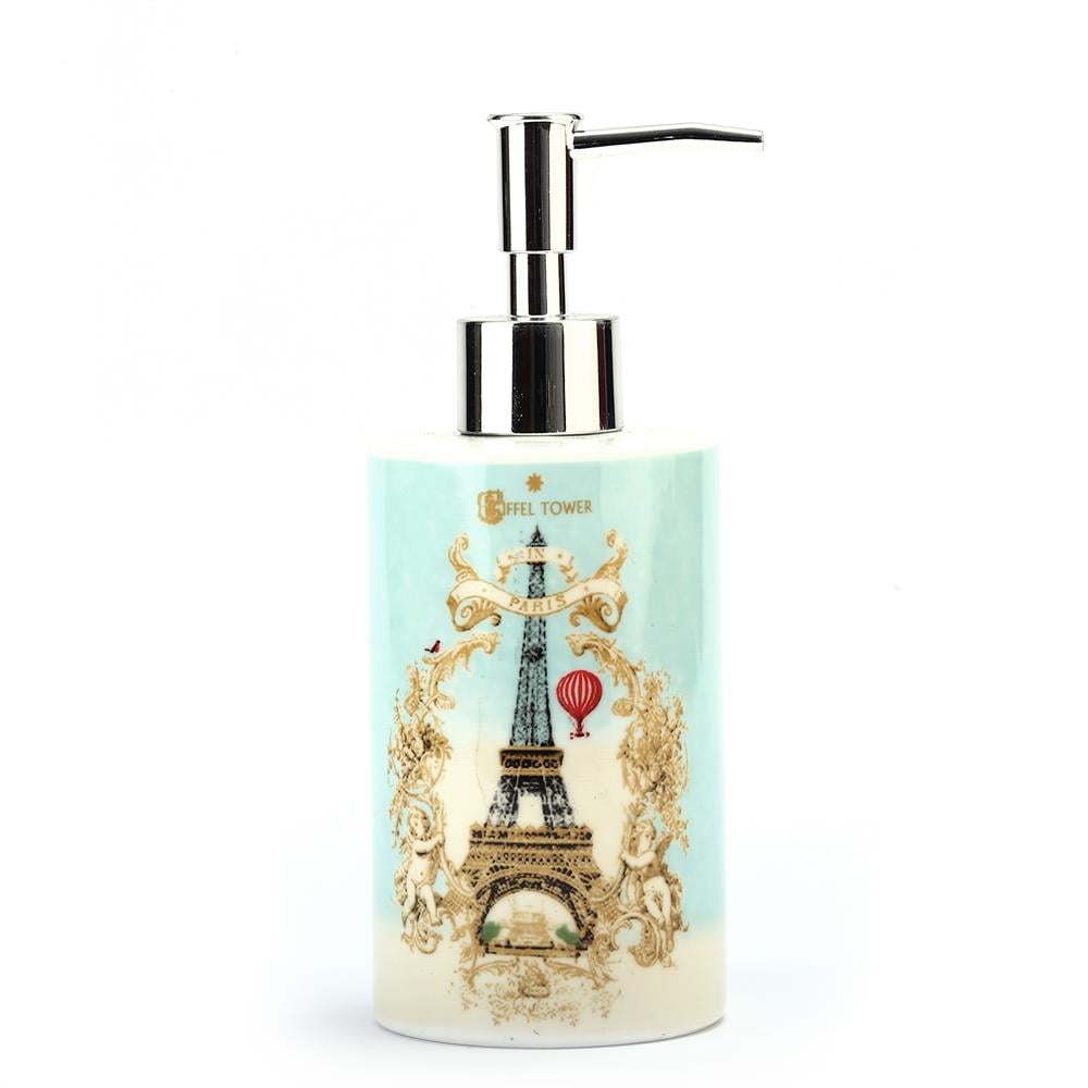 Seramik Sıvı Sabunluk Romantik Yeşil Model 7x7x18cm 320ml