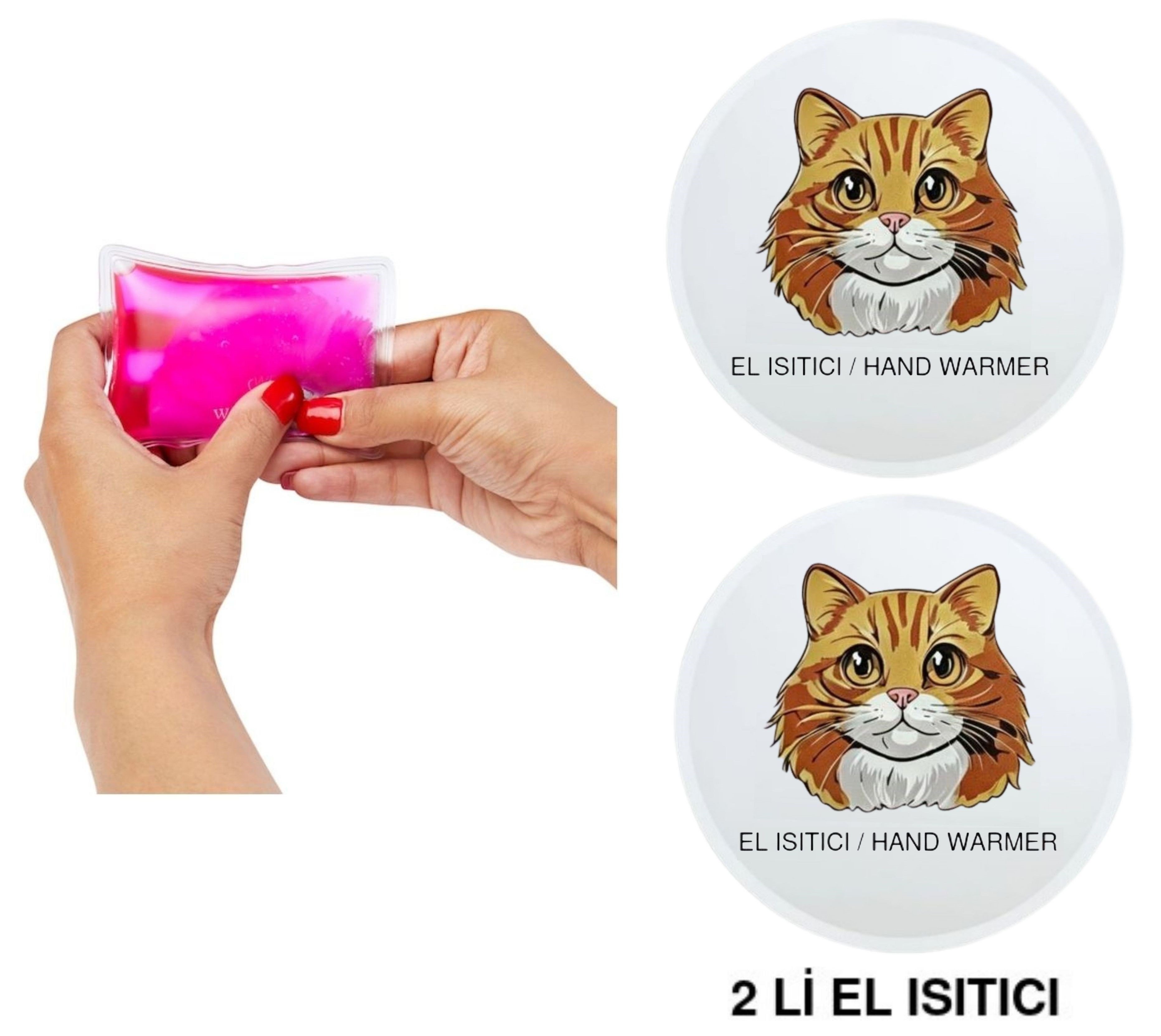 Sıa 2 Adet Kahverengi Kedi Cep Sobası,El Isıtıcı,Sıcak Su Torbası Pvc  10X9,5Cm