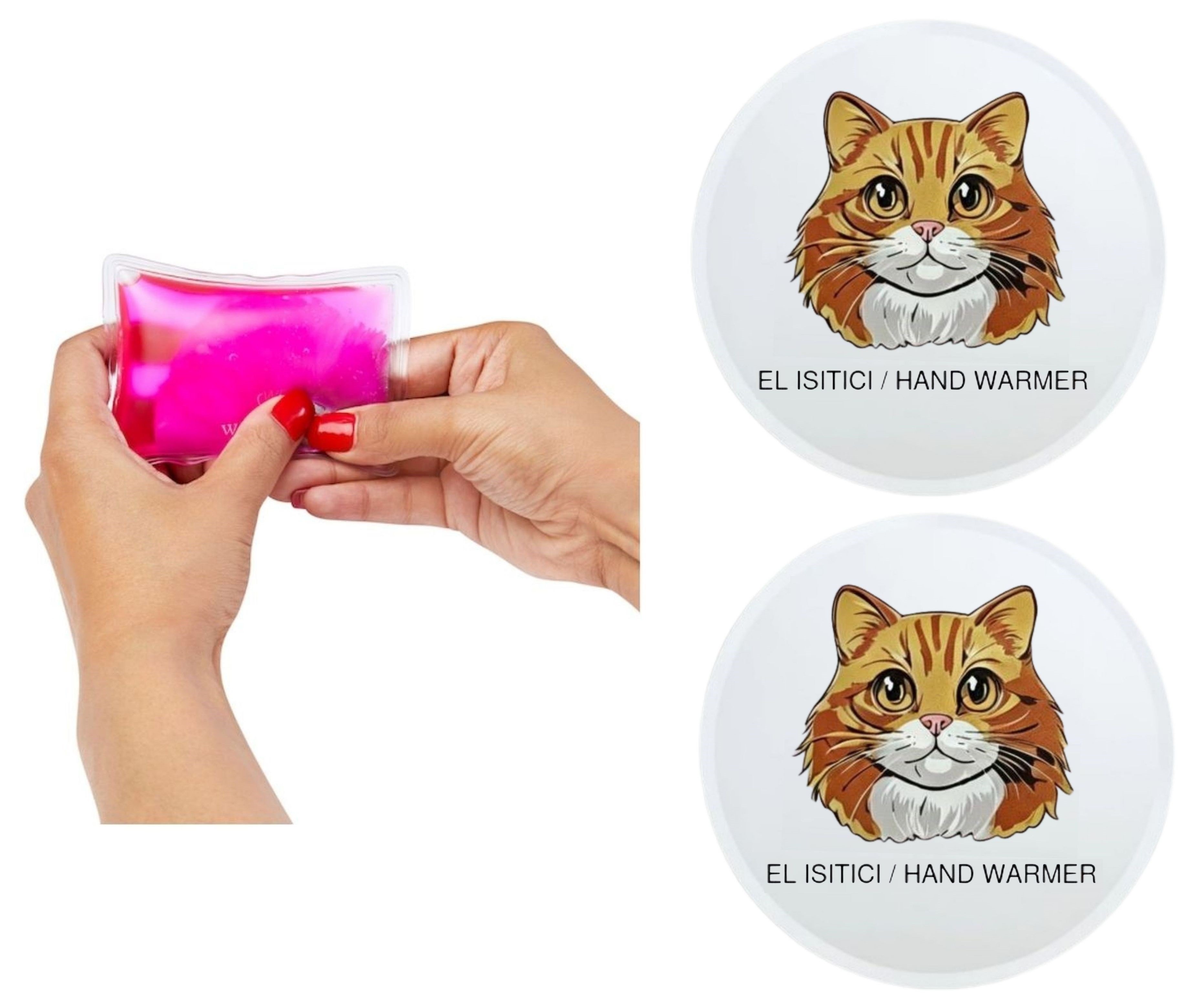 Sıa 2 Adet Kahverengi Kedi Cep Sobası,El Isıtıcı,Sıcak Su Torbası Pvc  10X9,5Cm
