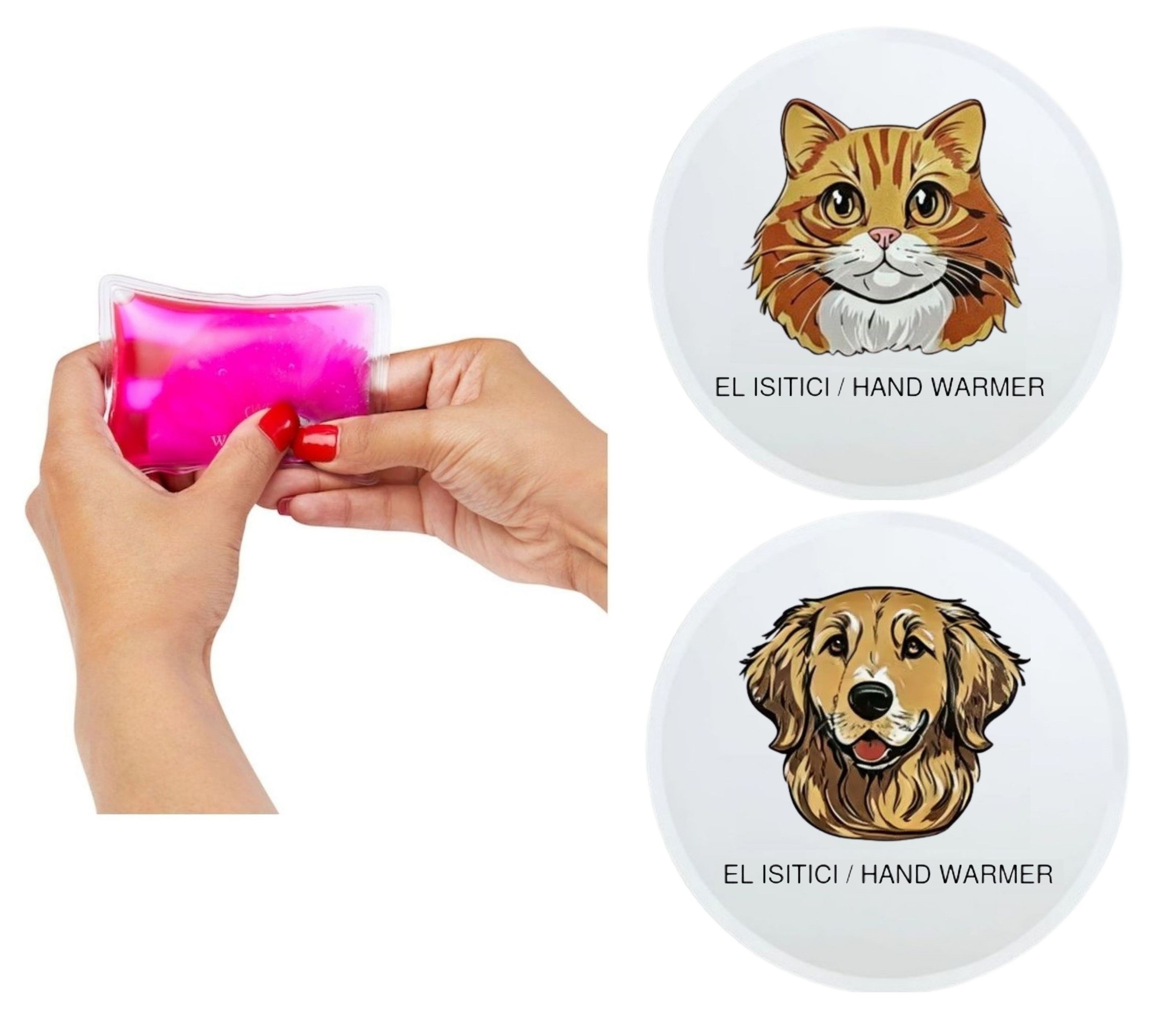 Sıa 2 Adet Kedi Ve Köpek Cep Sobası,El Isıtıcı,Sıcak Su Torbası Pvc  10X9,5Cm