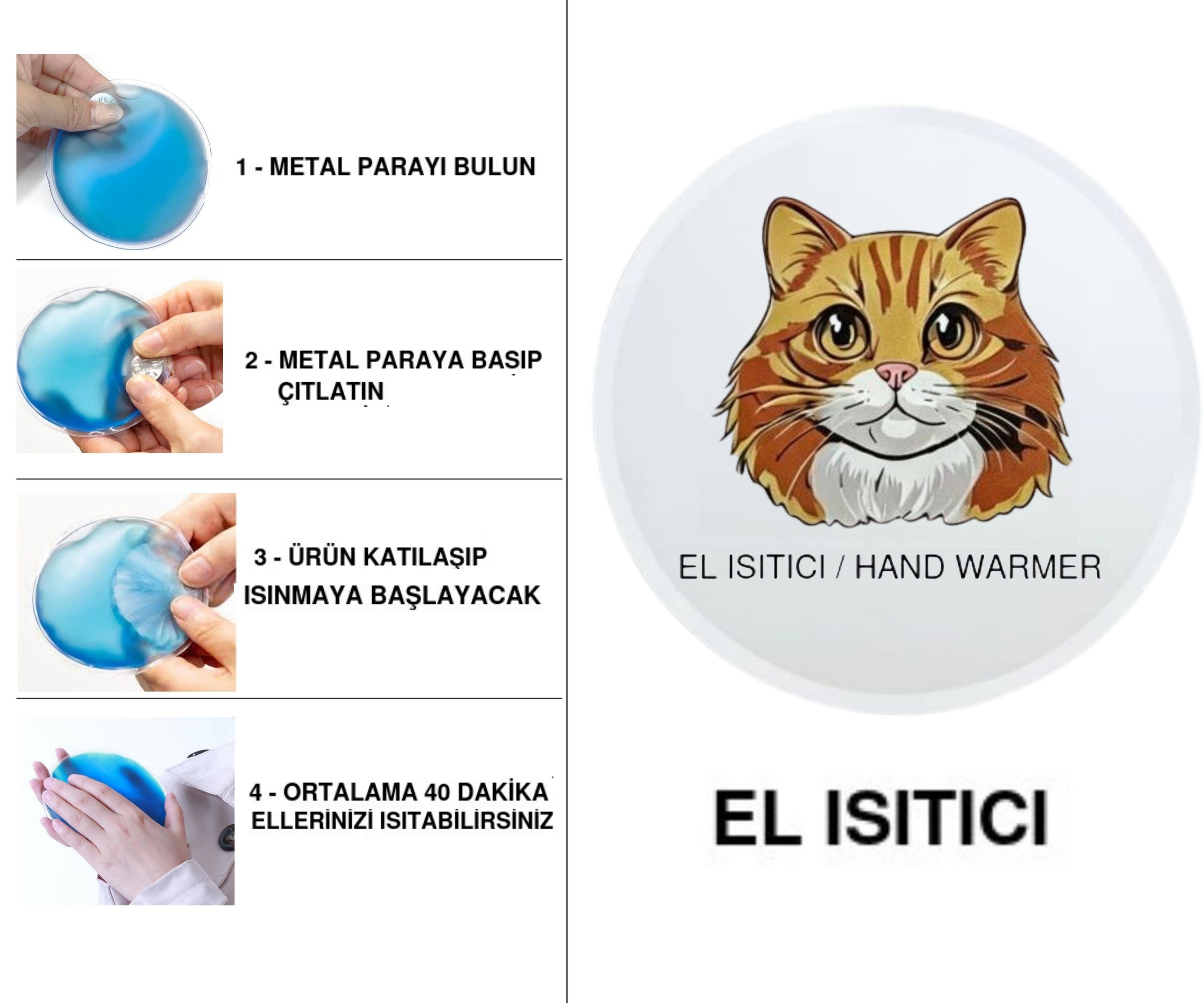 Sıa Kahverengi Kedi Cep Sobası,El Isıtıcı,Sıcak Su Torbası Pvc  10X9,5Cm