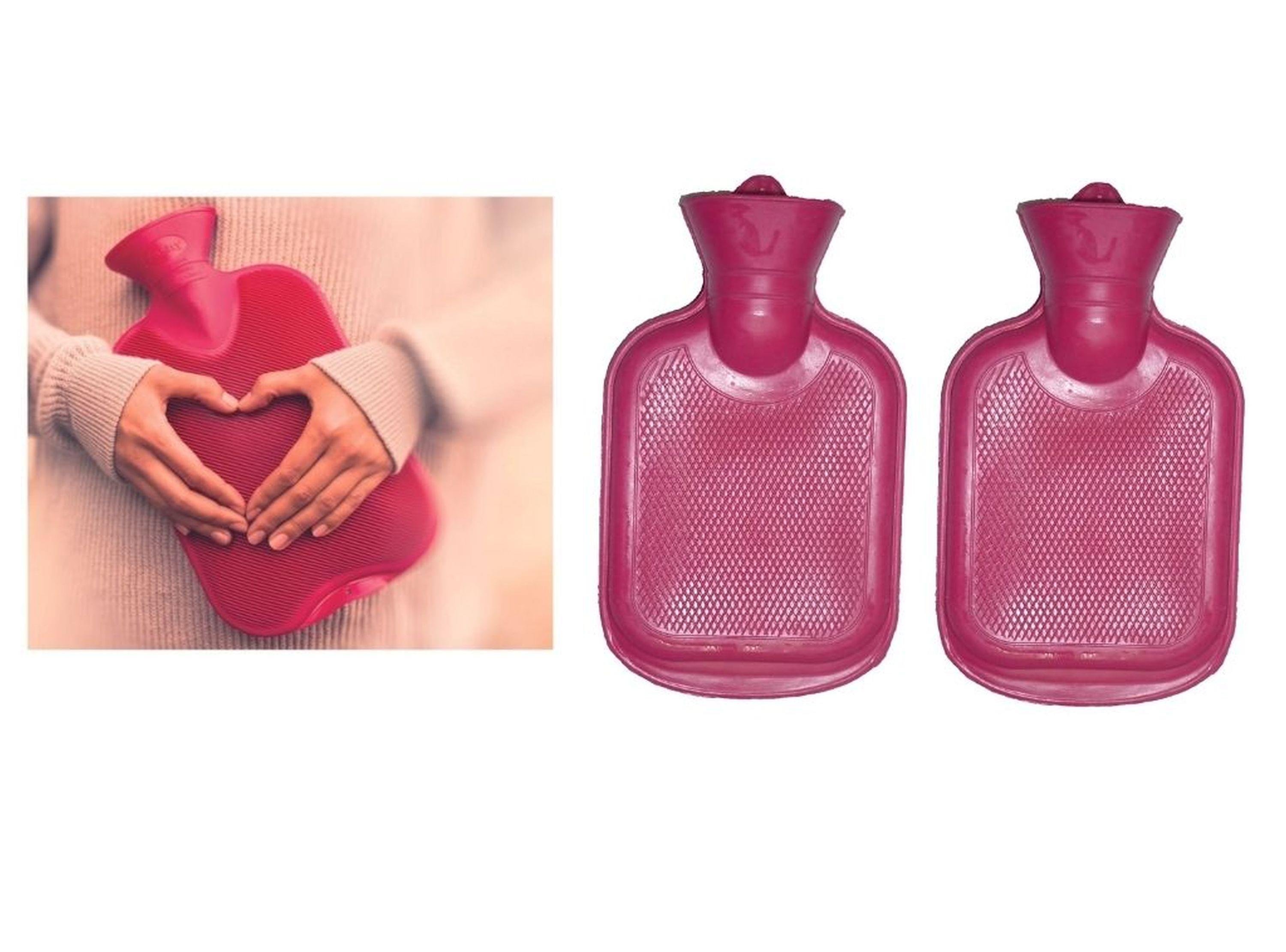 Sıcak Su Torbası 2 Adet,Pembe Kauçuk Termofor 21X15X1,8Cm 250 Ml