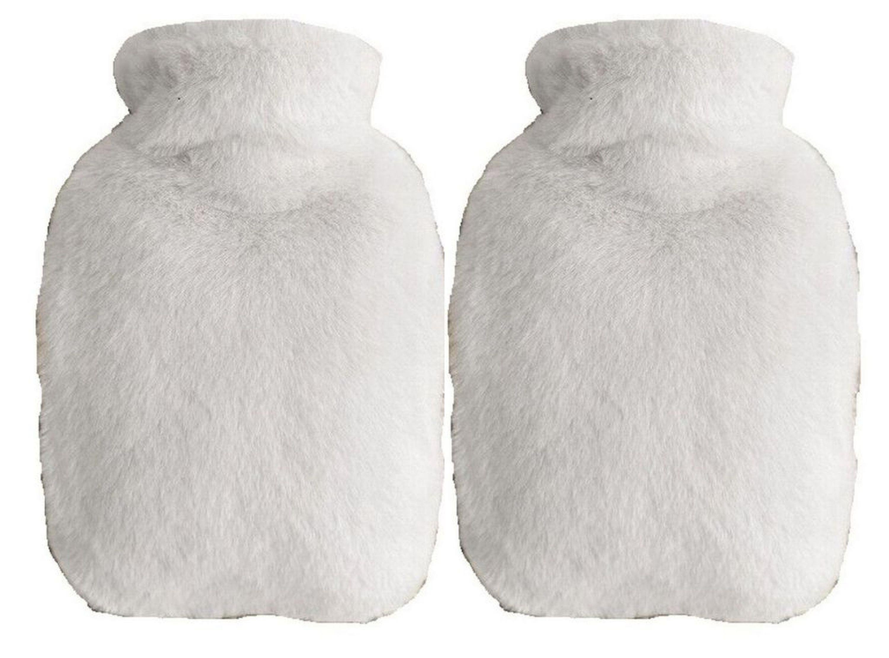 Sıcak Su Torbası 2 Adet,Yan Cepli Beyaz Peluş Termofor 27X17X2Cm  750Ml