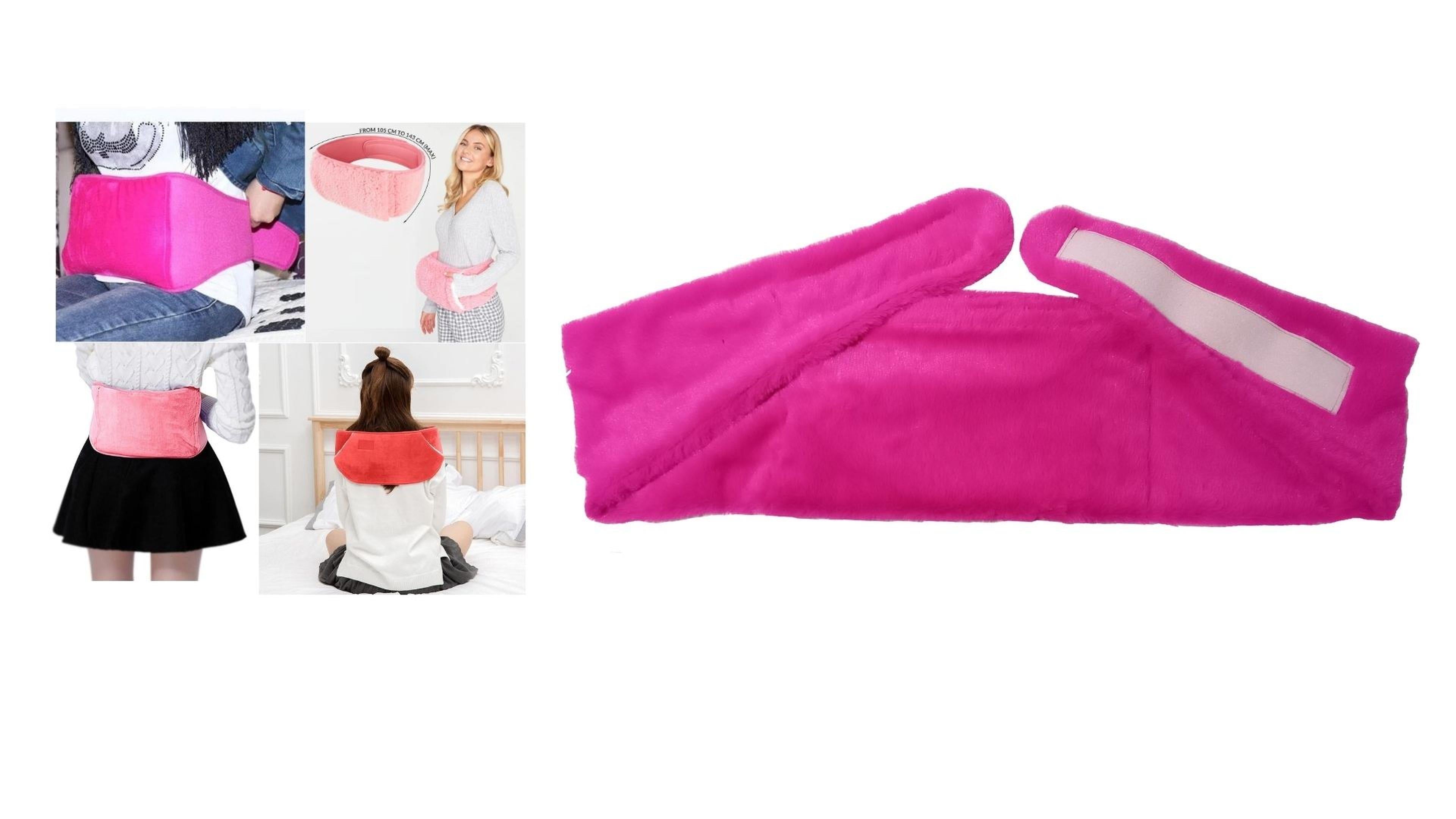 Sıcak Su Torbası Bel Ve Omuz İçin Kuşak Şeklinde Peluş Pembe Termofor 1500ml 160x22cm