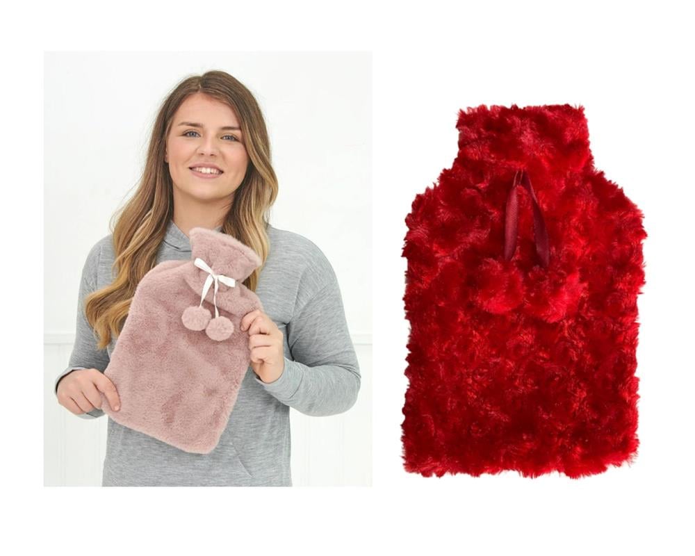 Sıcak Su Torbası Kırmızı Renkli,Ponponlu Termofor 26x17x2cm 1 Litre