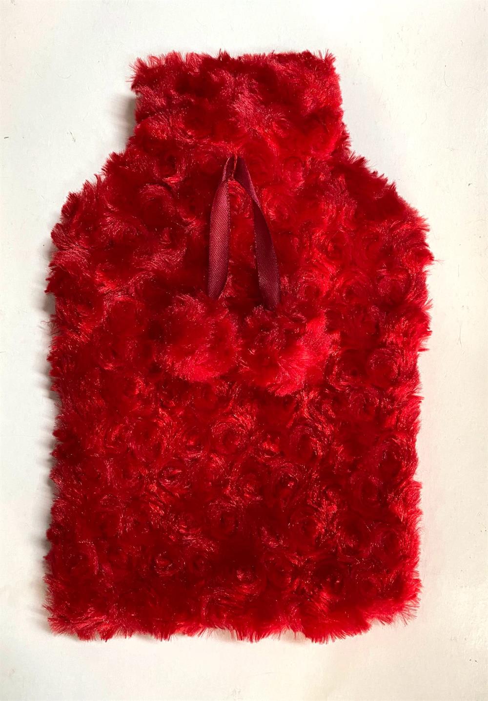 Sıcak Su Torbası Kırmızı Renkli,Ponponlu Termofor 26x17x2cm 1 Litre