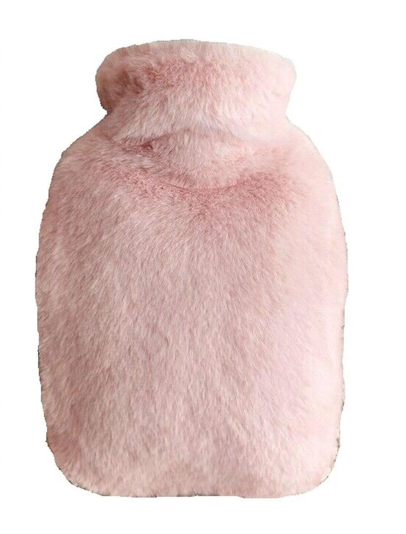 Sıcak Su Torbası Yan Cepli Pembe  Peluş Termofor 27X17X2Cm  1 Litre