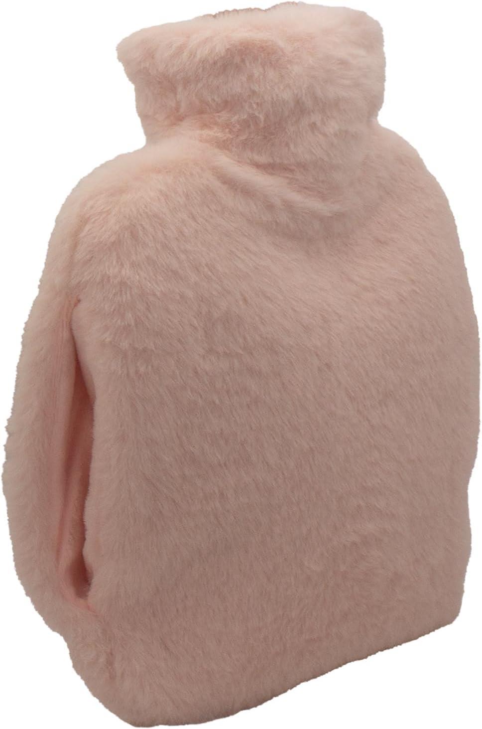 Sıcak Su Torbası Yan Cepli Pembe  Peluş Termofor 27X17X2Cm  1 Litre