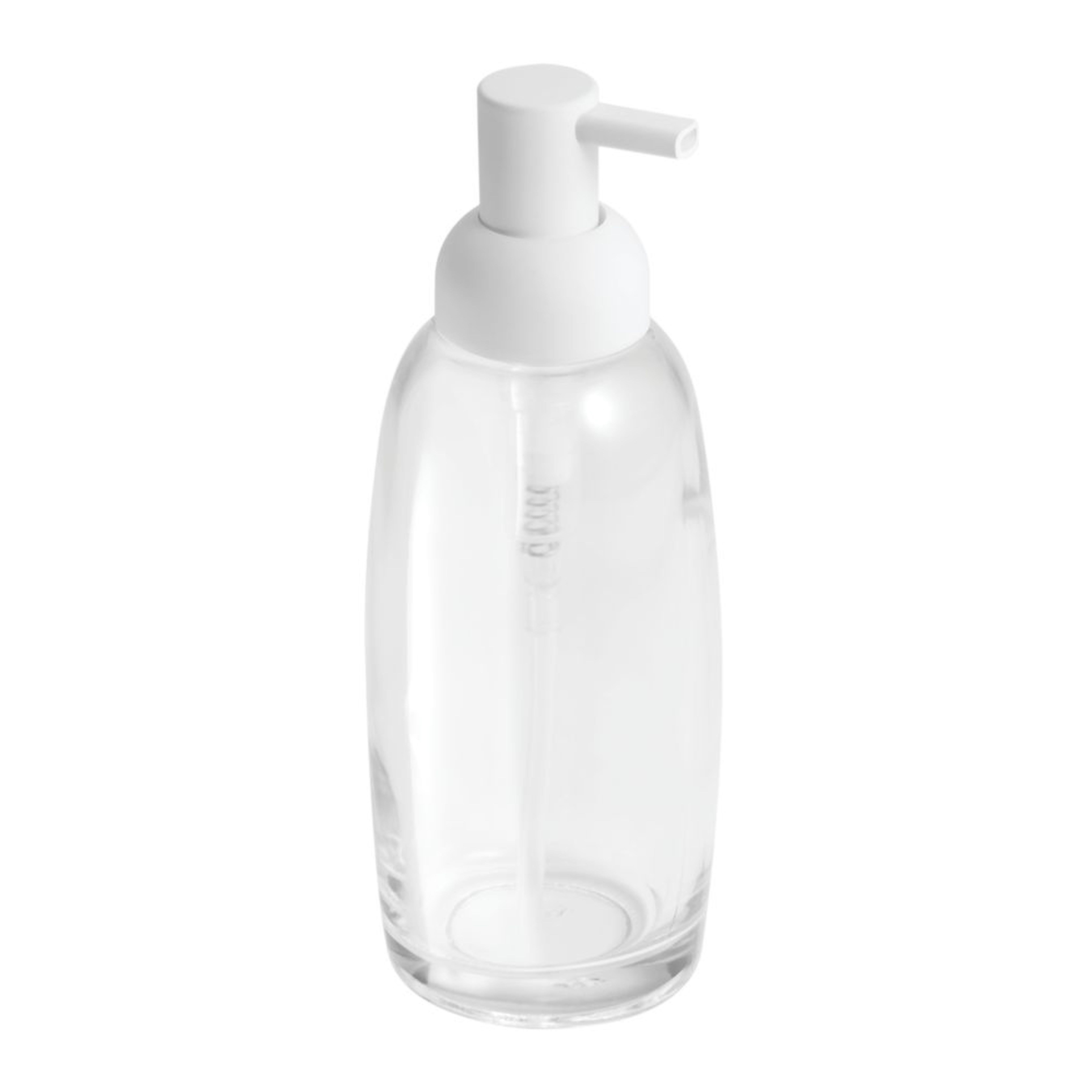 Sıvı Sabunluk Beyaz Cam  7X7X21Cm 300Ml Banyo Seti  