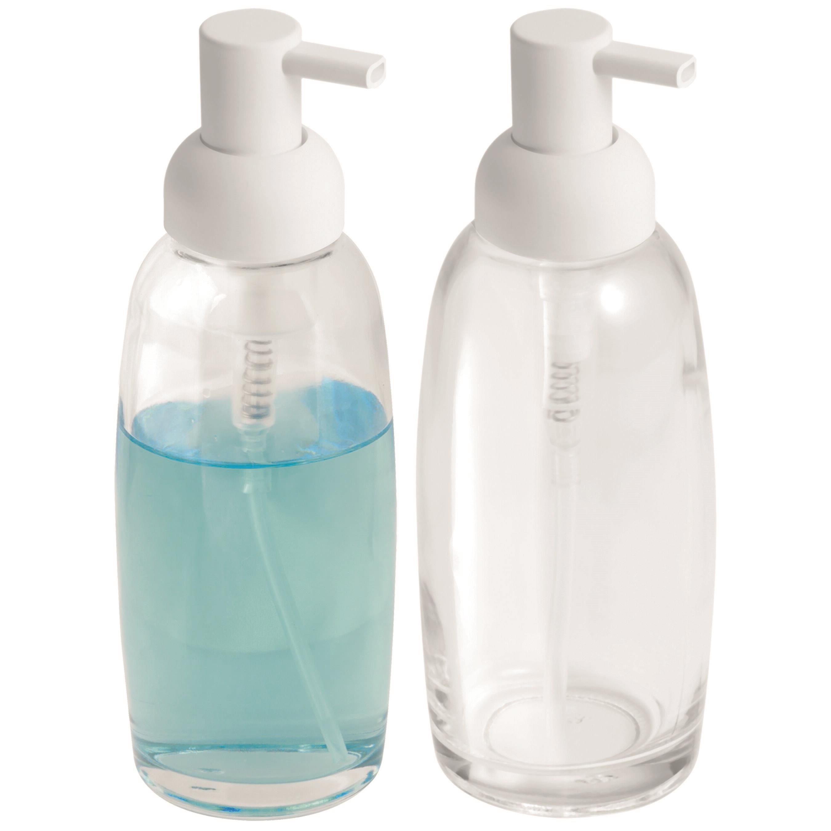 Sıvı Sabunluk Beyaz Cam  7X7X21Cm 300Ml Banyo Seti  