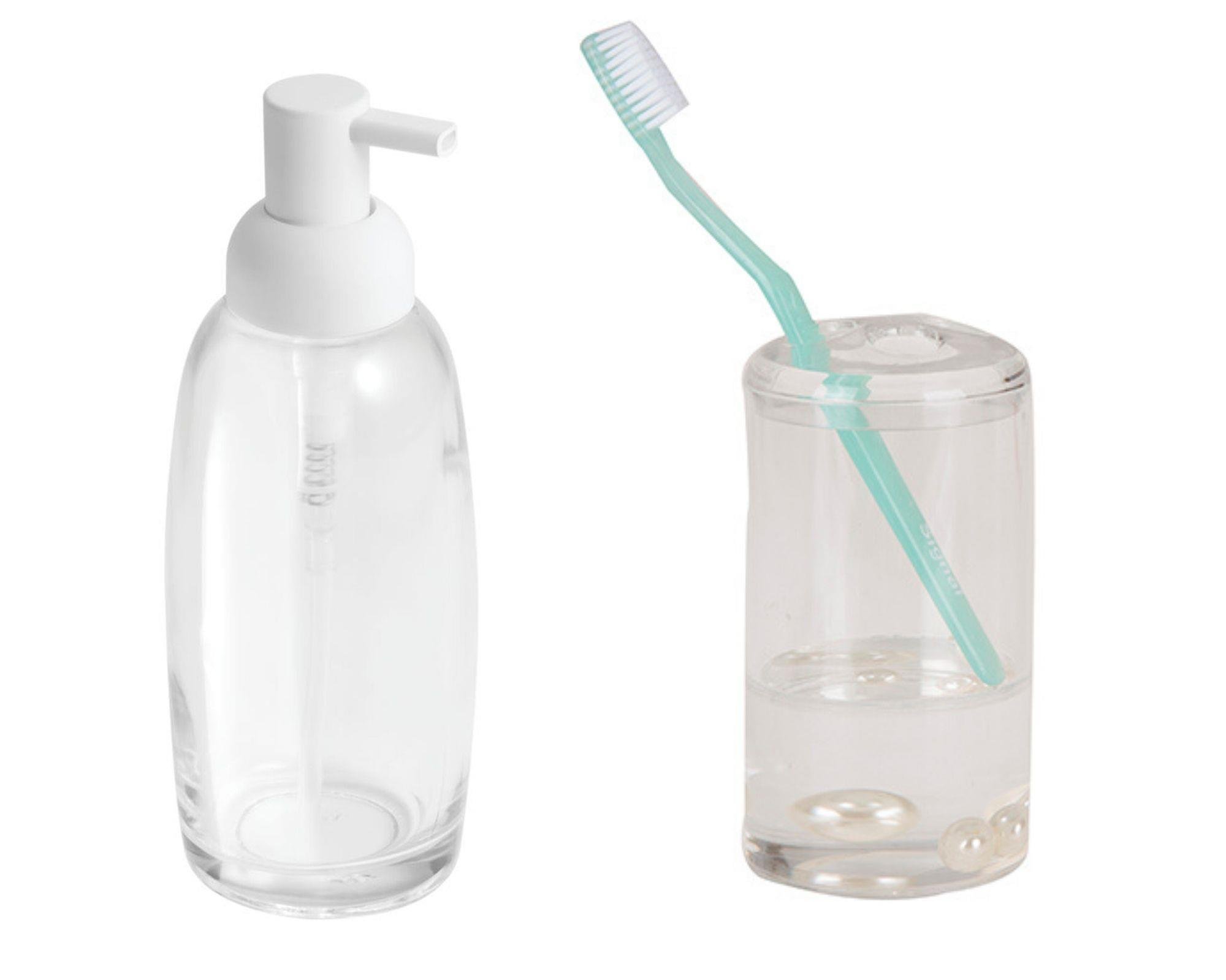 SIVI SABUNLUK DİŞ FIRÇALIK 2 Lİ BANYO SETİ BEYAZ  İNCİ  