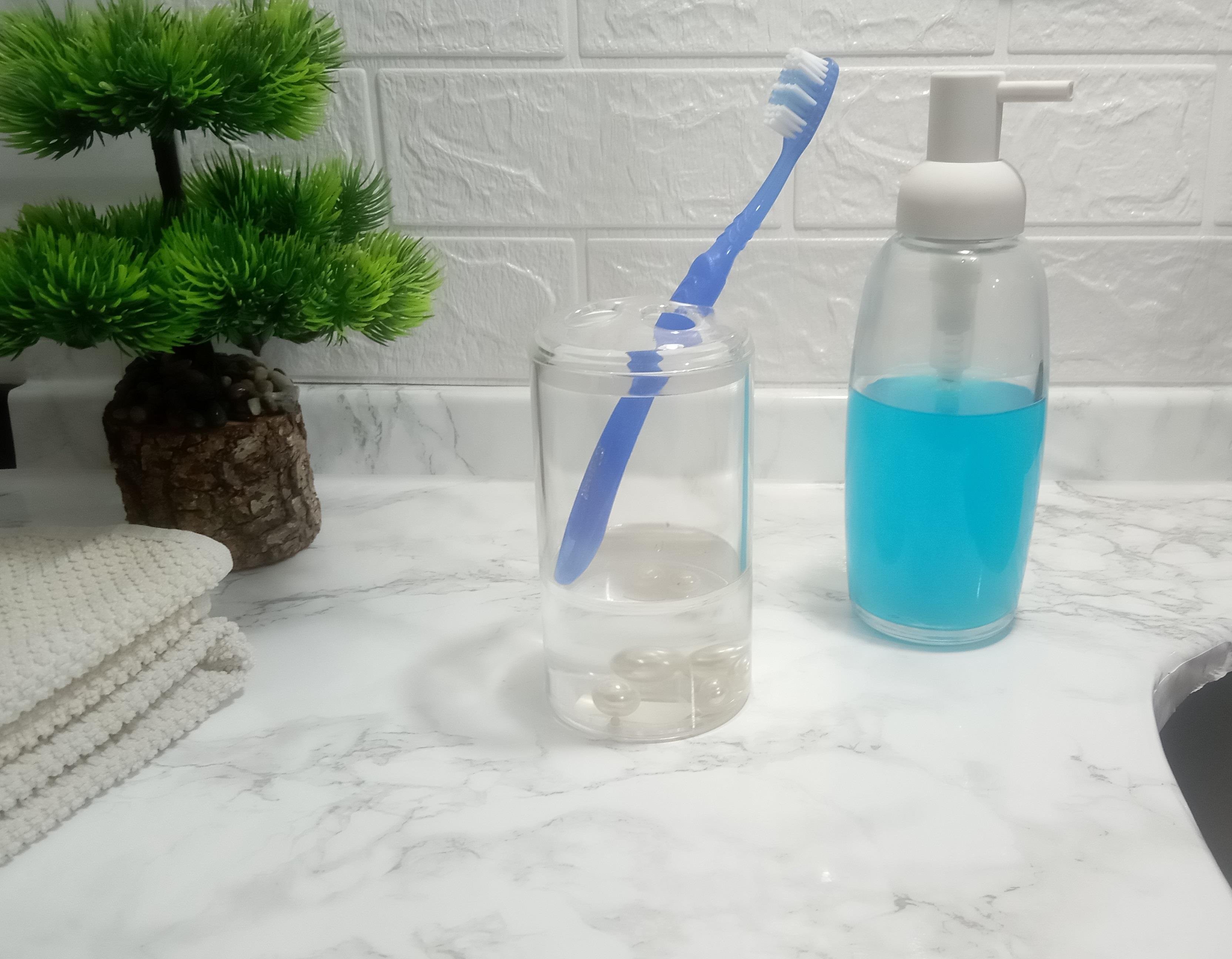 Sıvı Sabunluk Diş Fırçalık 2 Li Banyo Seti Beyaz  İnci  