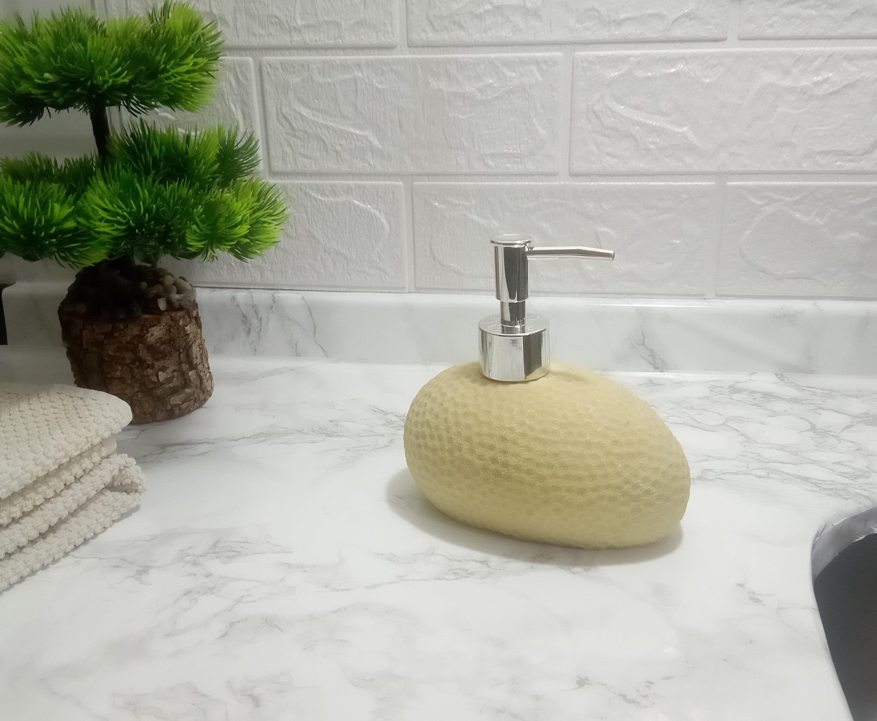 Sıvı Sabunluk Sarı Petek Desenli Poliresin 14x8x14cm 400ml