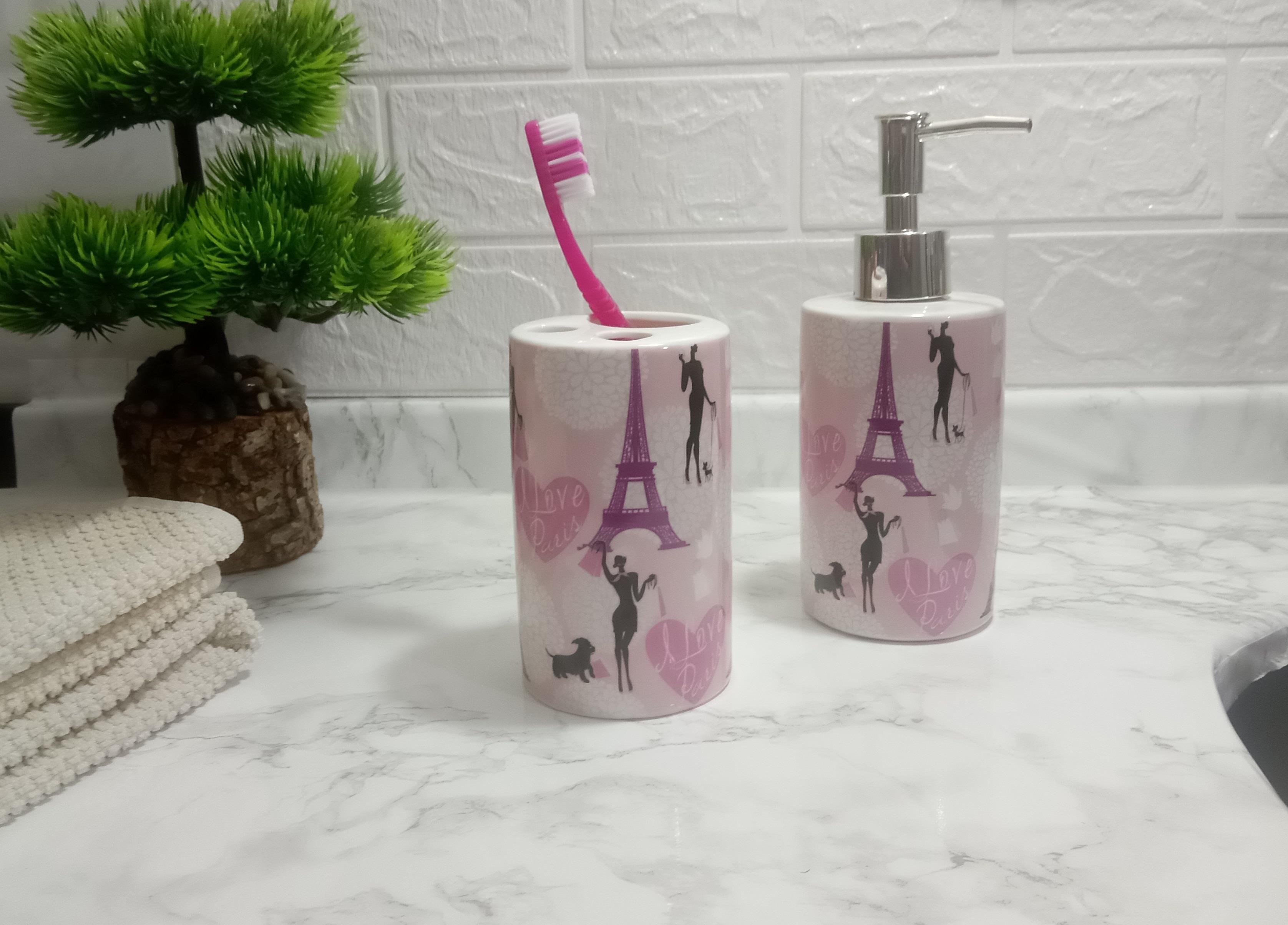 Sıvı Sabunluk Ve Diş Fırçalık 2 Li Banyo Setii Paris Model