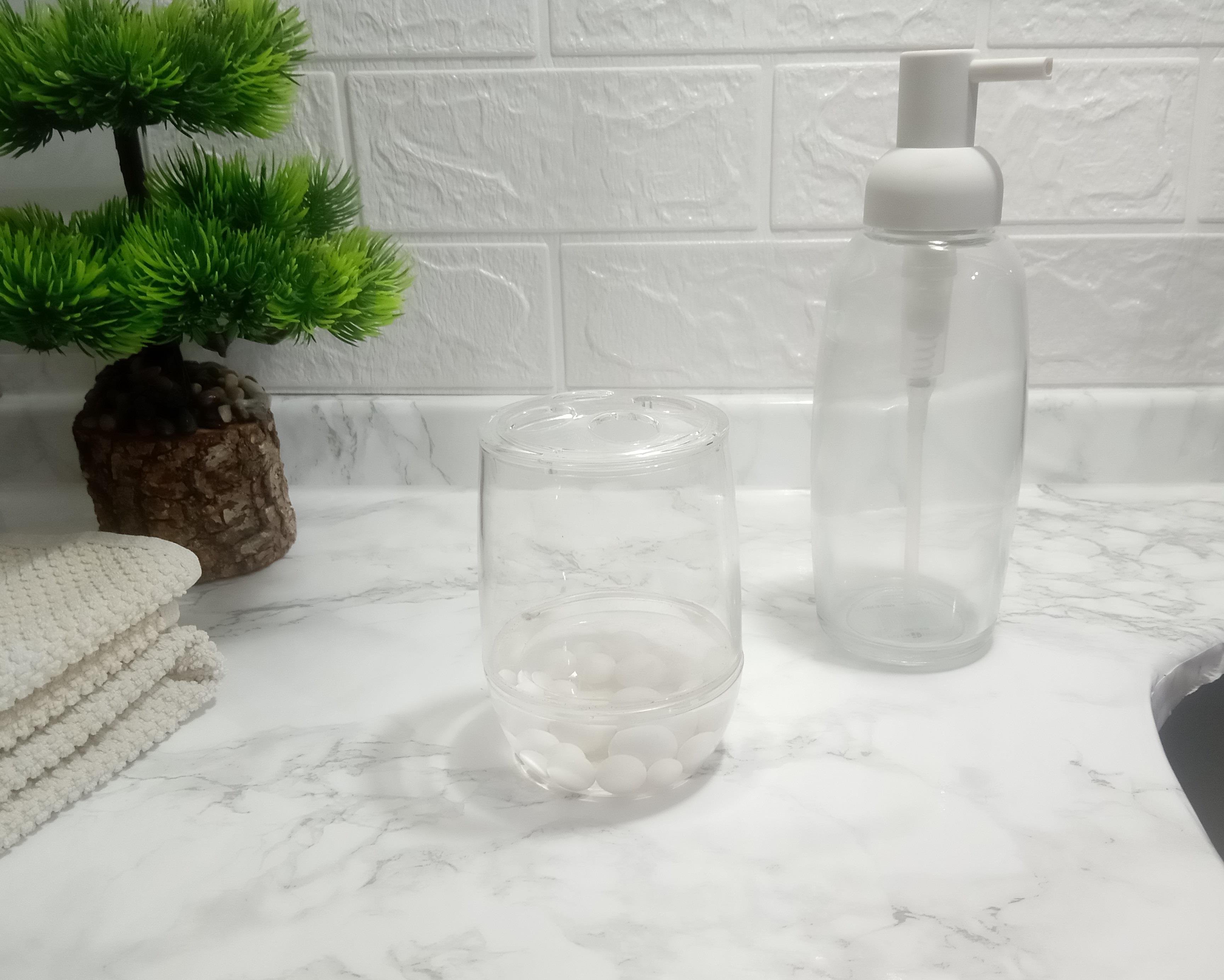 Sıvı Sabunluk Ve Diş Fırçalık 2 Li Banyo Seti Boncuklu