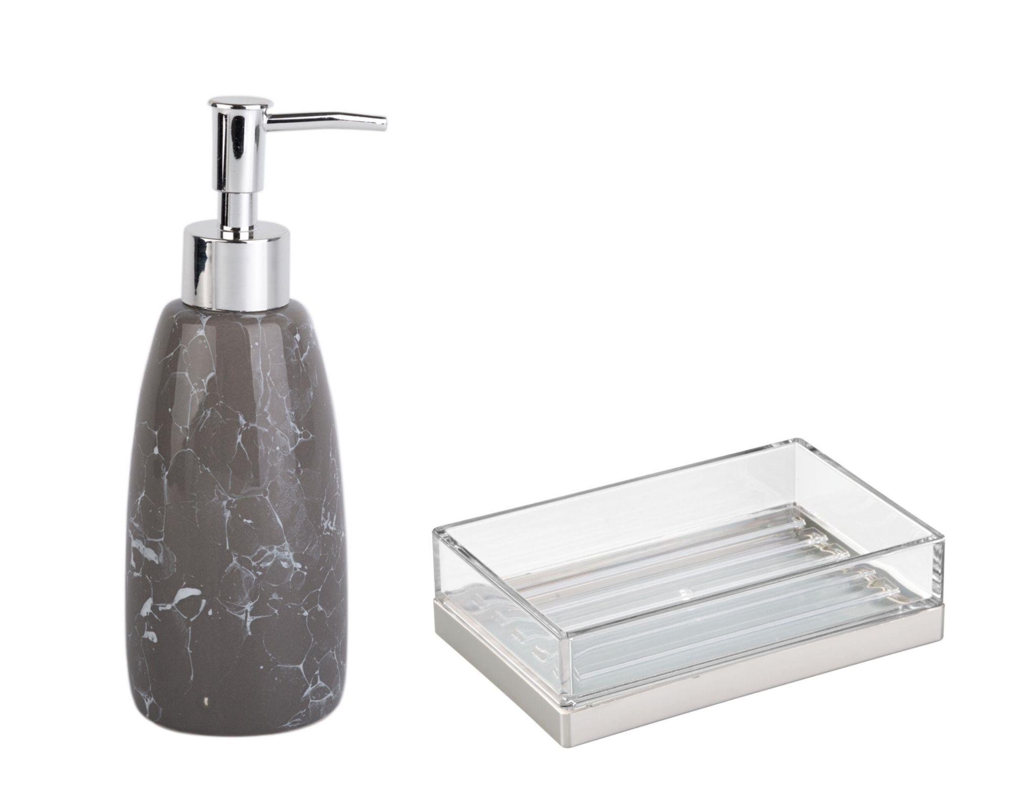 Sıvı Sabunluk Ve Sabunluk 2 Li Banyo Seti,Gri Model