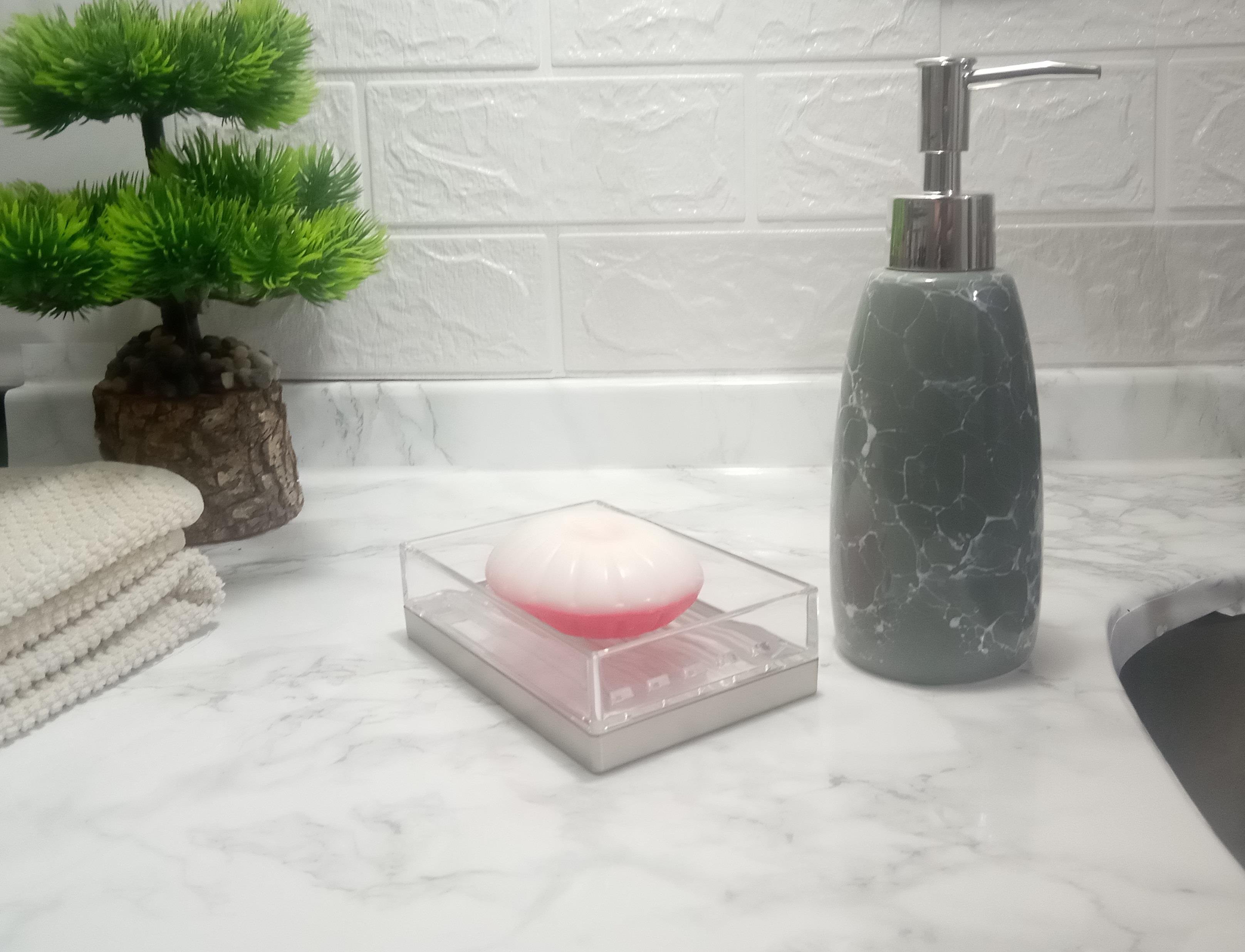 Sıvı Sabunluk Ve Sabunluk 2 Li Banyo Seti,Gri Model