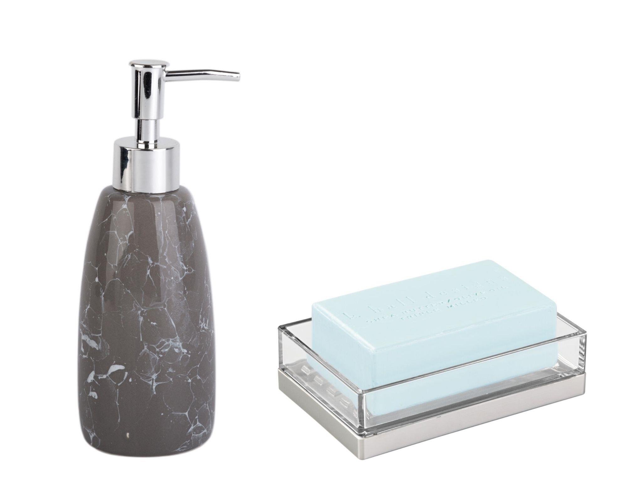 Sıvı Sabunluk Ve Sabunluk 2 Li Banyo Seti,Gri Model