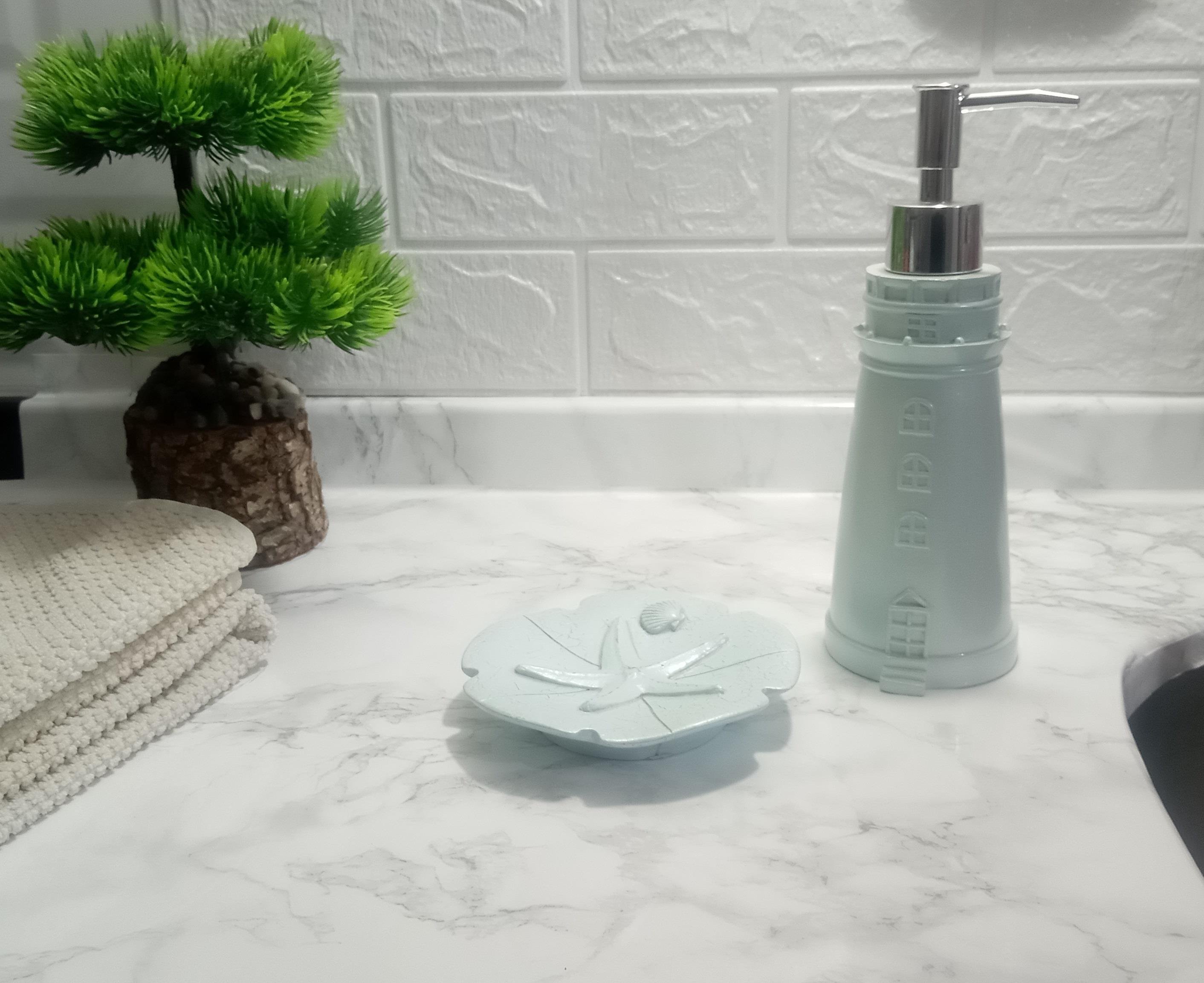 Sıvı Sabunluk Ve Sabunluk 2 Li Banyo Seti,Deniz Feneri