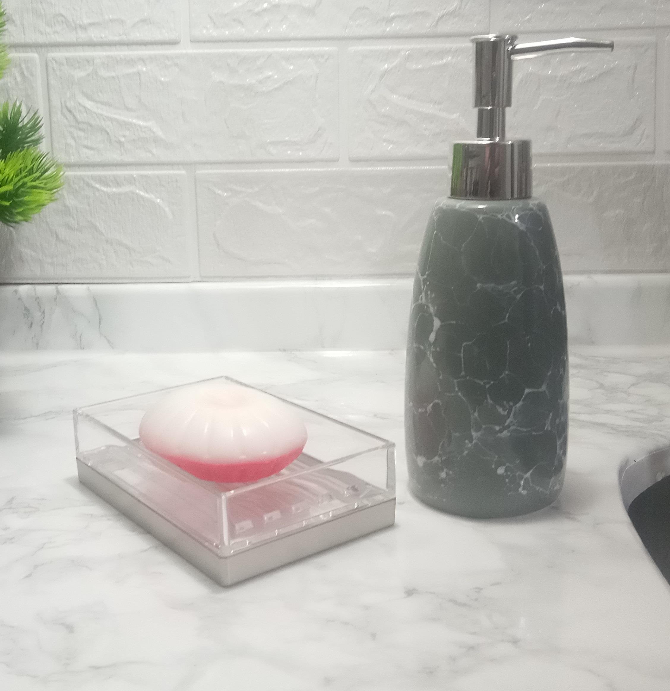 Sıvı Sabunluk Ve Sabunluk 2 Li Banyo Seti,Gri Model