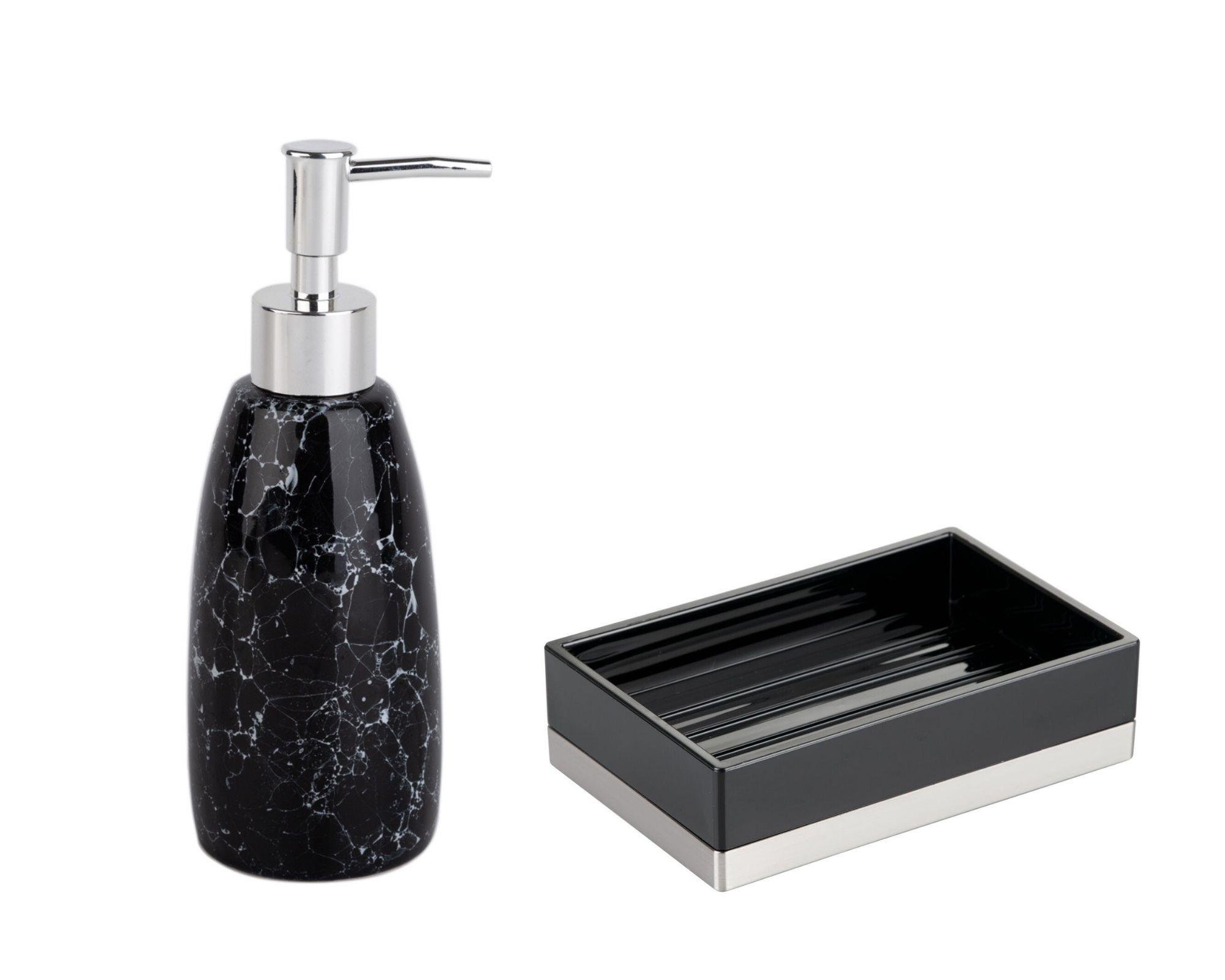 Sıvı Sabunluk Ve Sabunluk 2 Li Banyo Seti,Siyah Renkli