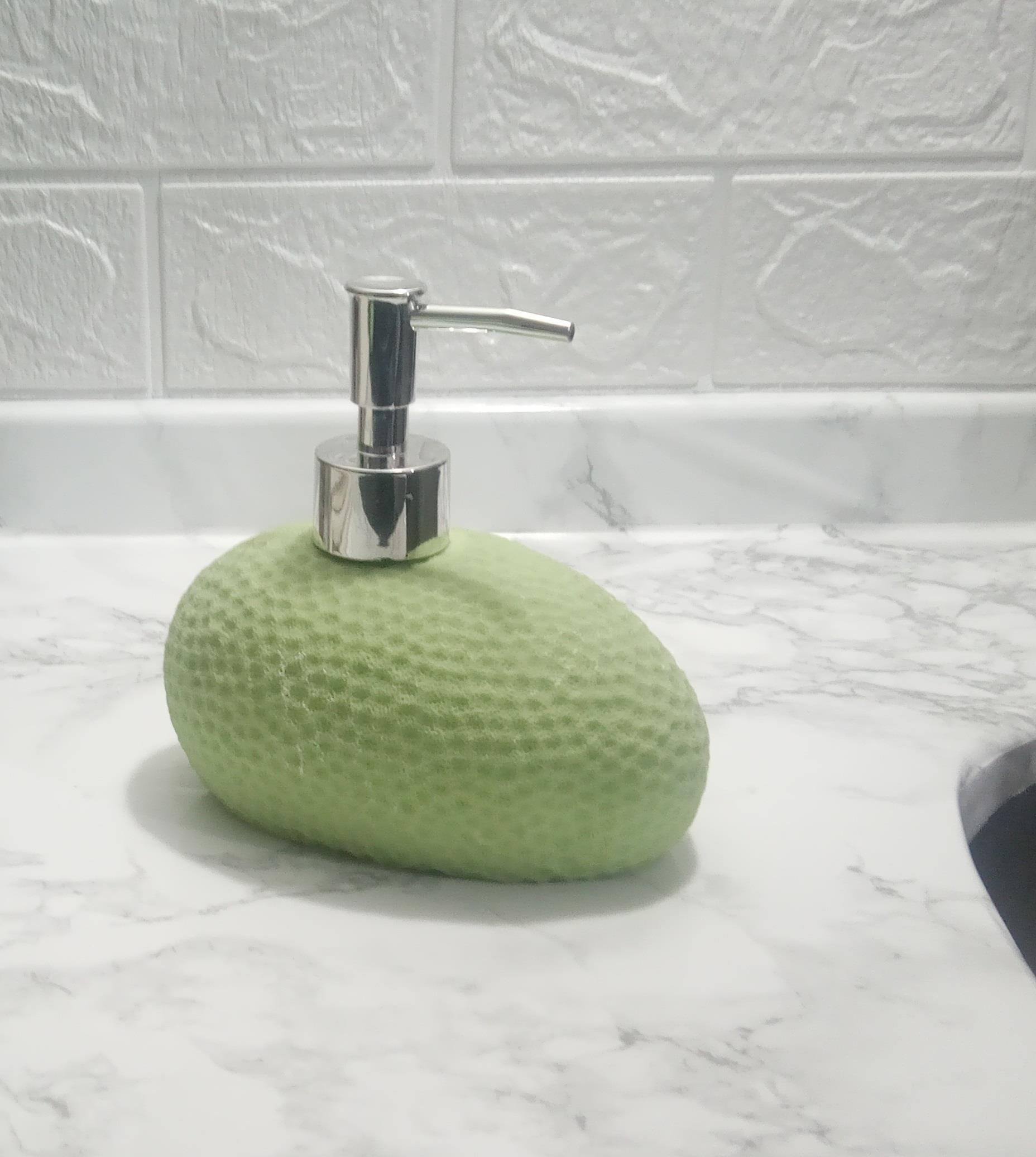 Sıvı Sabunluk Yeşil Petek Desenli Poliresin 14x8x14cm 400ml