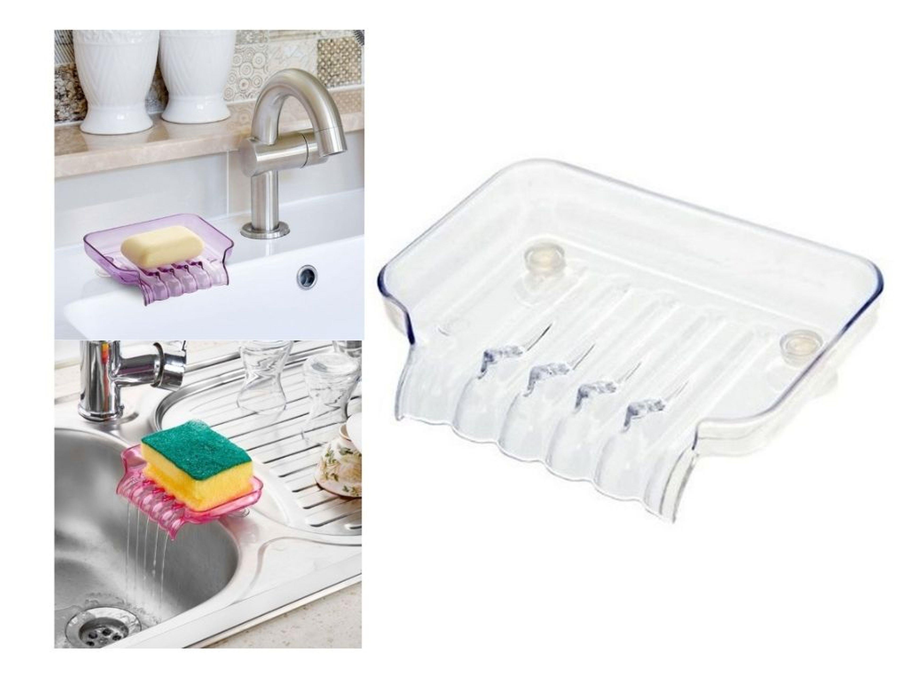 Vakumlu Sabunluk,Süngerlik Şeffaf Akrilik 13X9X3Cm