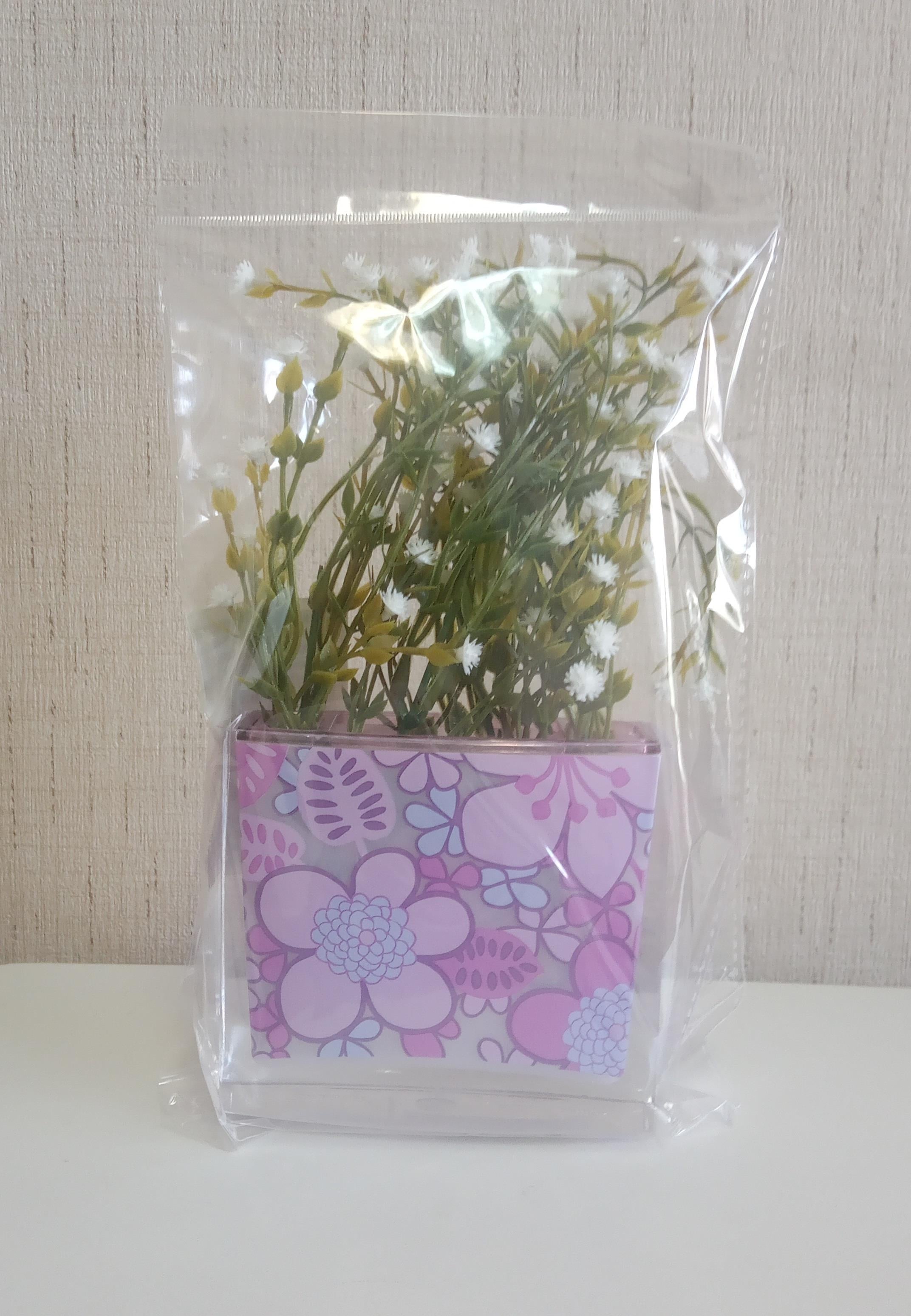 Vazoda Çiçek,Beyaz Yapay Çiçek,Vazo Dekoratif Pembe Çiçekli  10X15X3Cm  