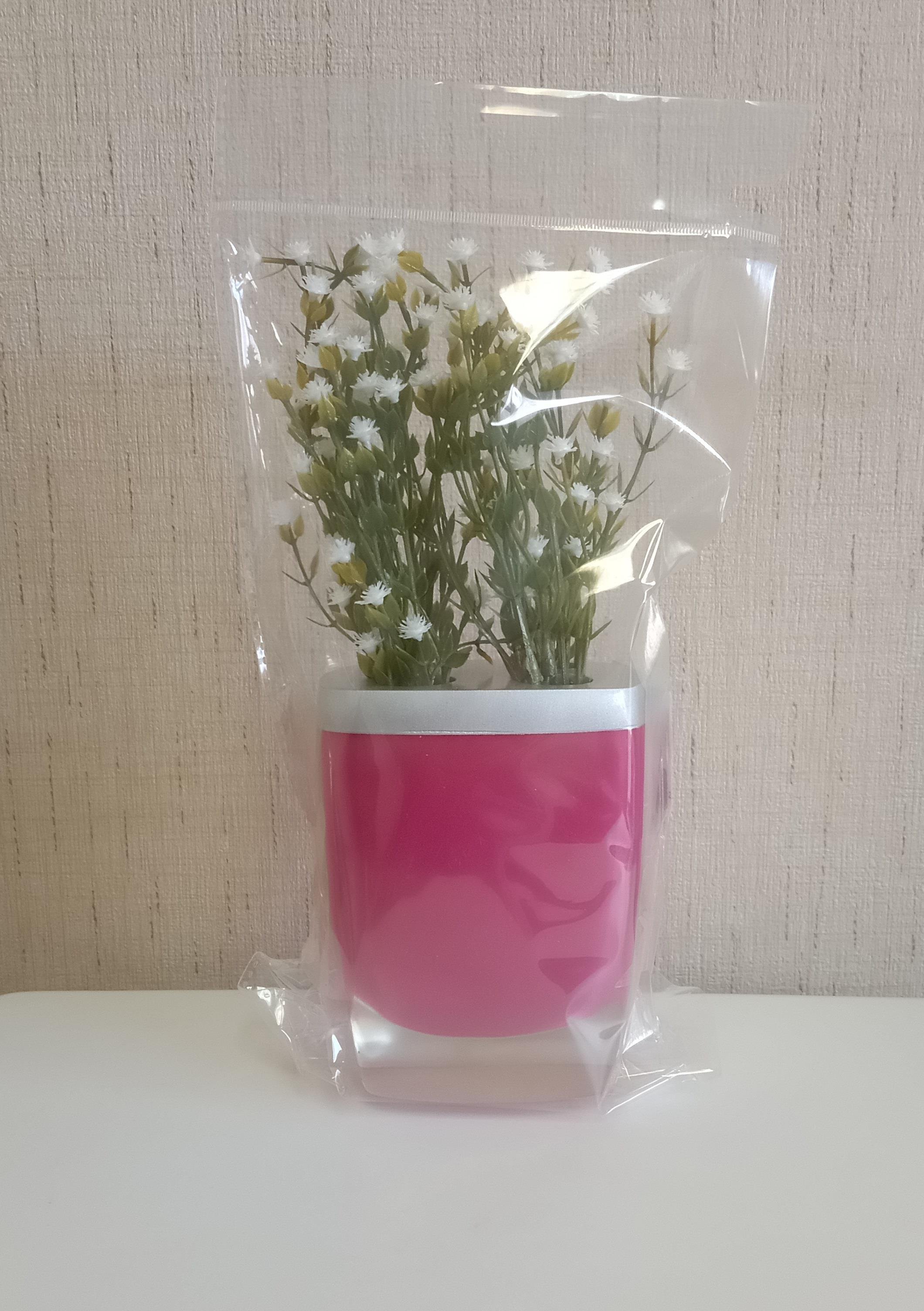 Vazoda Çiçek,Beyaz Yapay Çiçek,Vazo Dekoratif Gri Pembe Poliresin 8X4X16Cm 