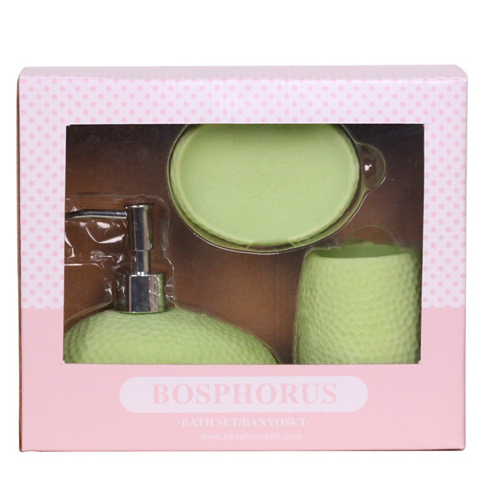 YEŞİL PETEK 3 LÜ BANYO SETİ 20x20x13cm