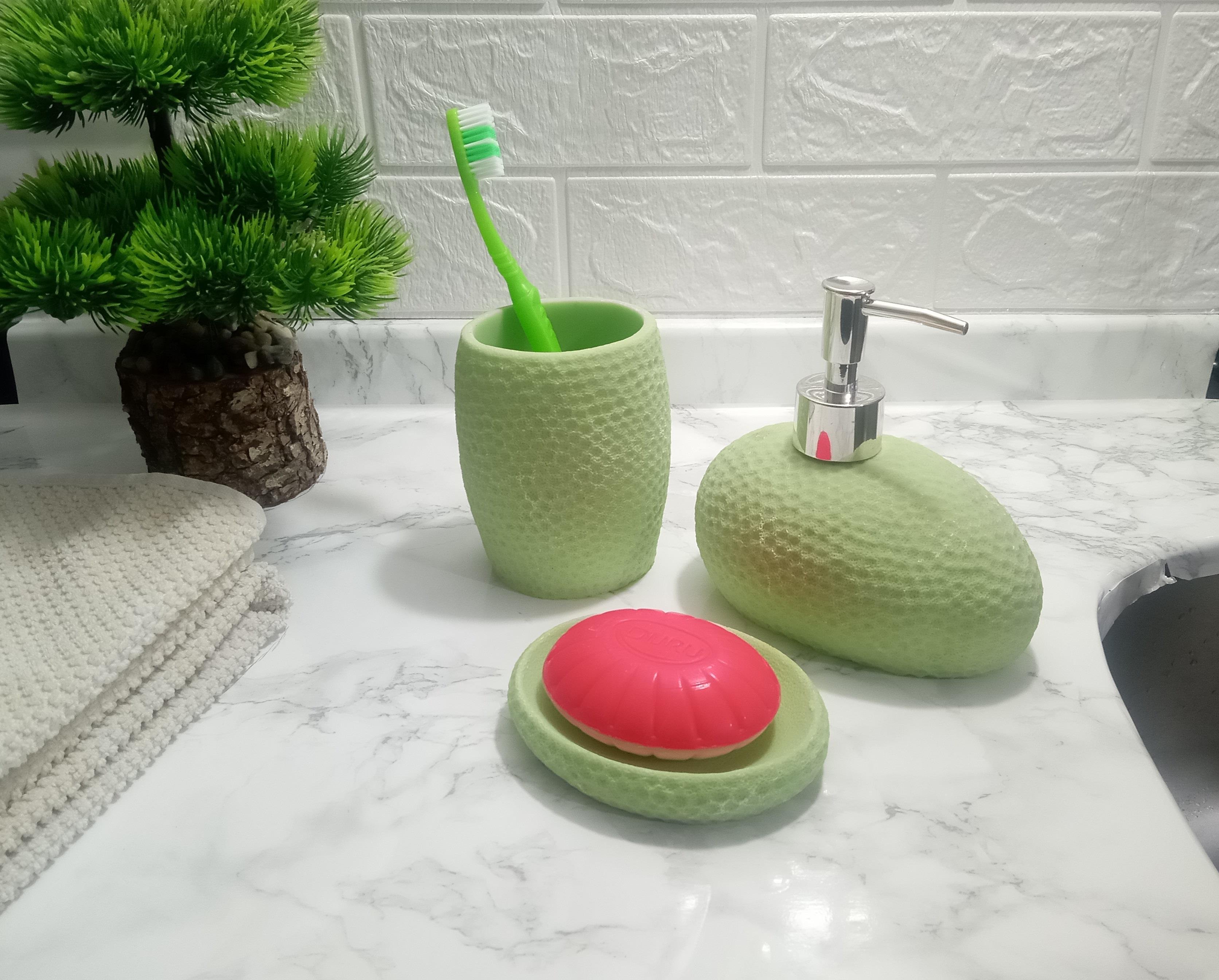 Yeşil Petek 3 Lü Banyo Seti 20x20x13cm