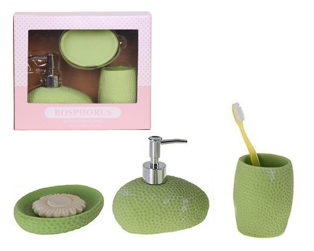 YEŞİL PETEK 3 LÜ BANYO SETİ 20x20x13cm