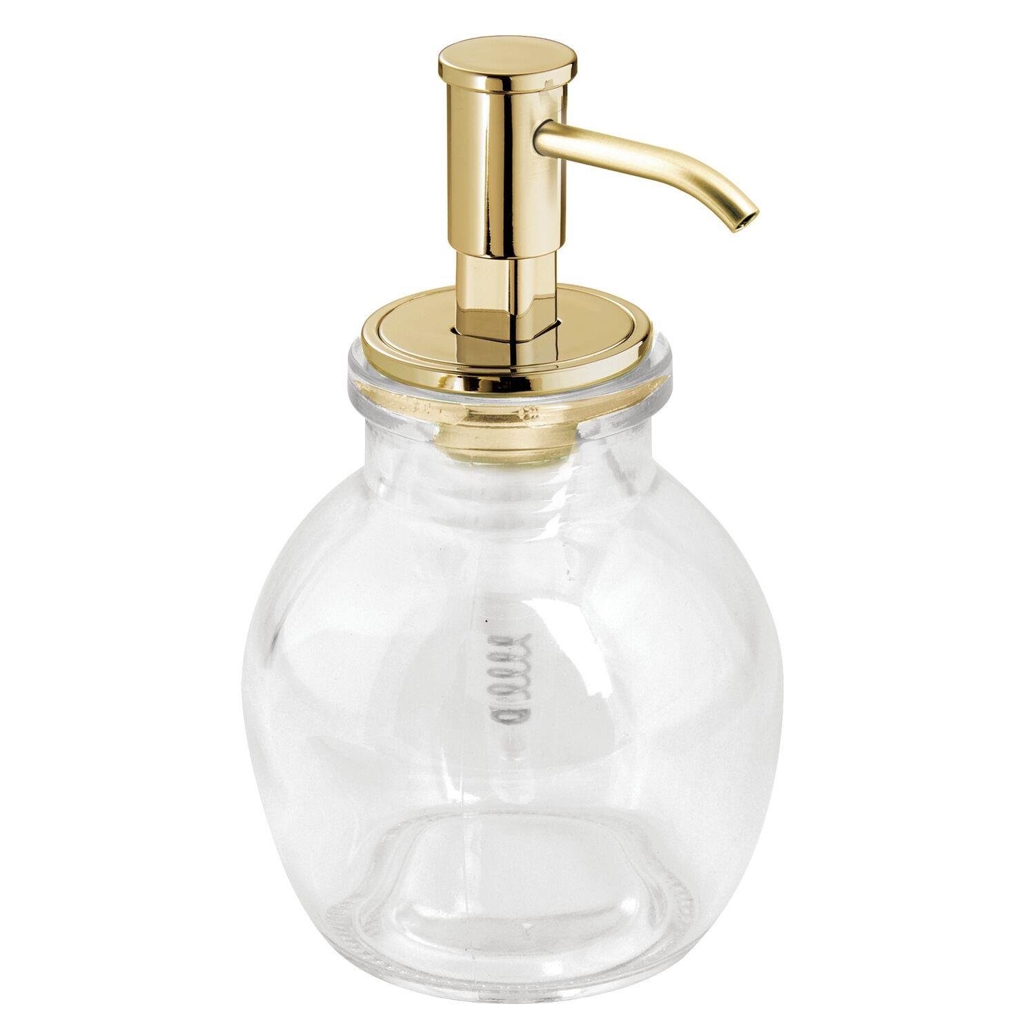Yuvarlak Cam Sıvı Sabunluk Sarı Pirinc Pompalı 10X10X16Cm 424Ml