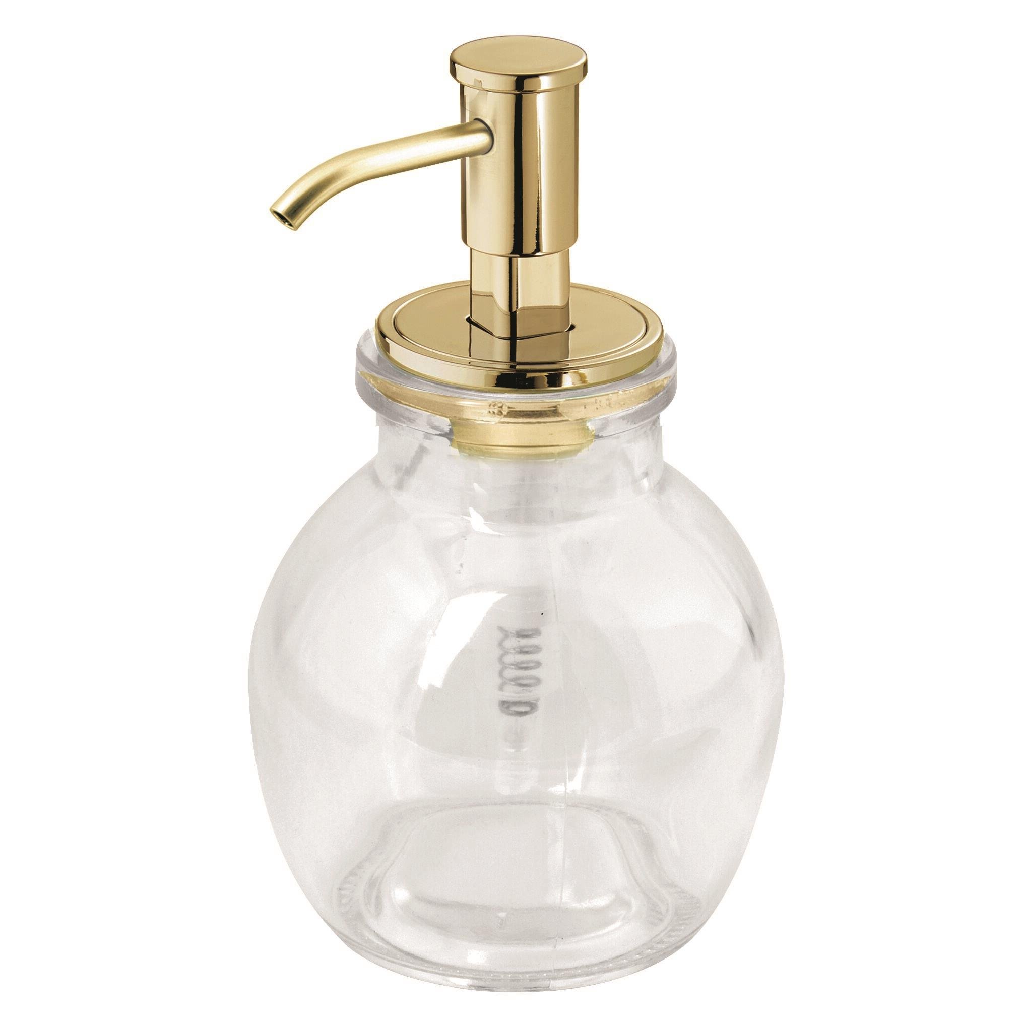 Yuvarlak Cam Sıvı Sabunluk Sarı Pirinc Pompalı 10X10X16Cm 424Ml