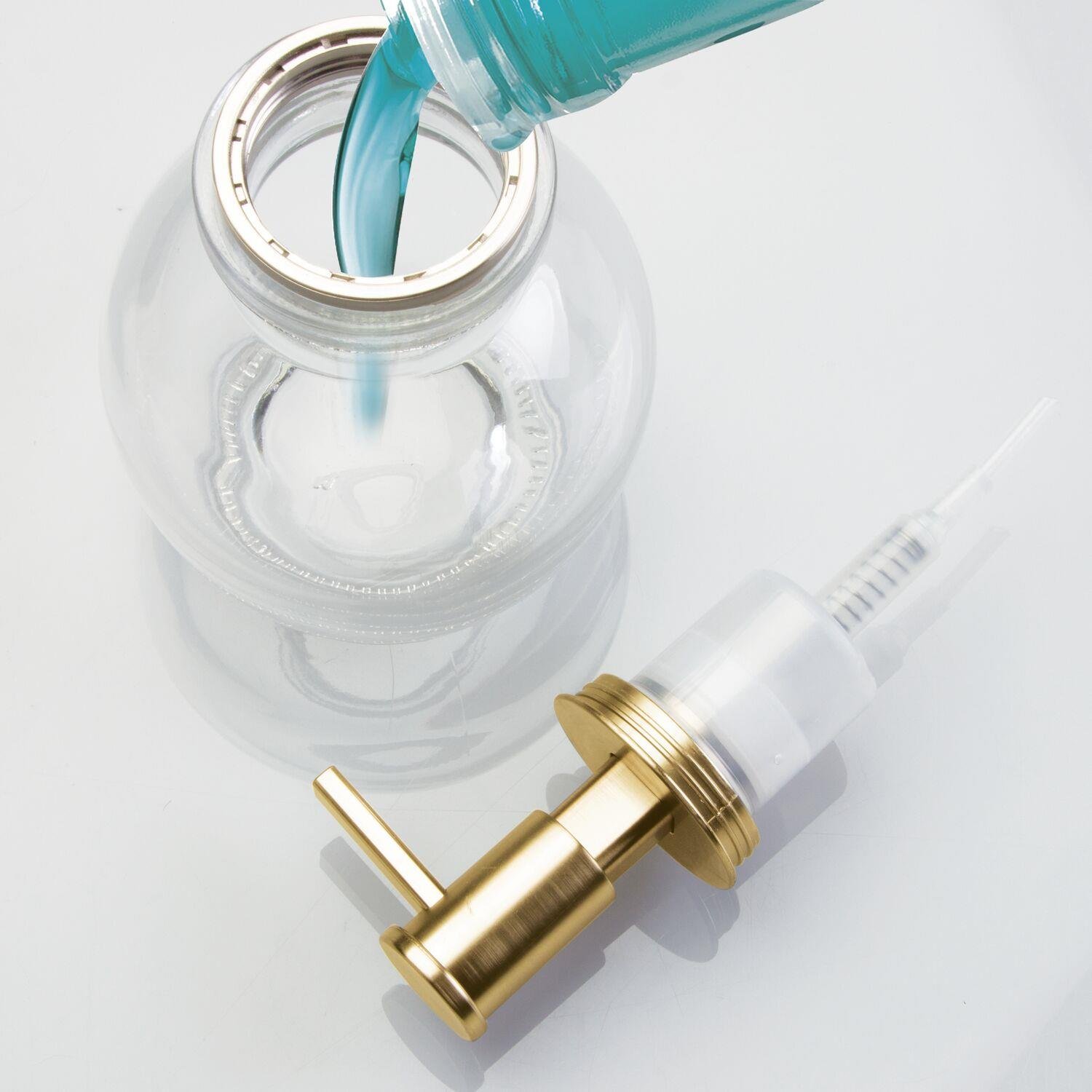 Yuvarlak Cam Sıvı Sabunluk Sarı Pirinc Pompalı 10X10X16Cm 424Ml