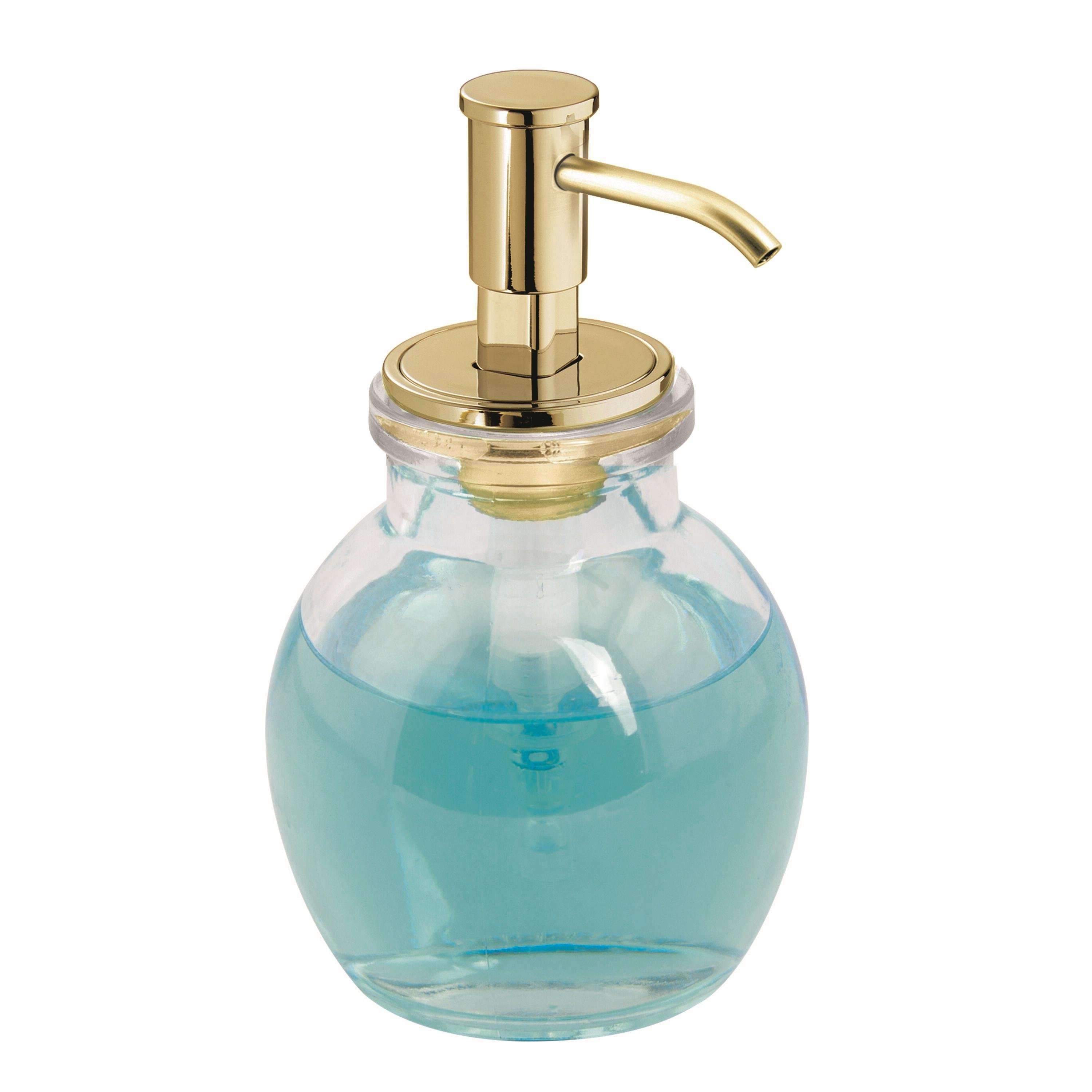 Yuvarlak Cam Sıvı Sabunluk Sarı Pirinc Pompalı 10X10X16Cm 424Ml