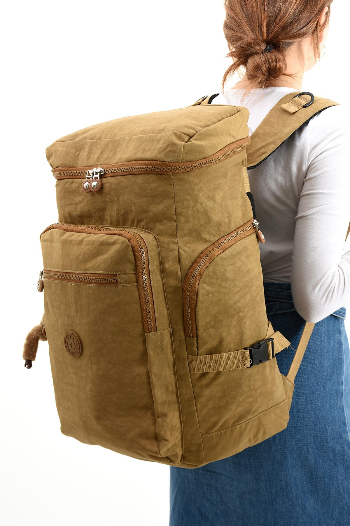 Büyük Boy Ultra Hafif Çok Bölmeli Dağcı Çantası Taba (Model: 571-7D) 