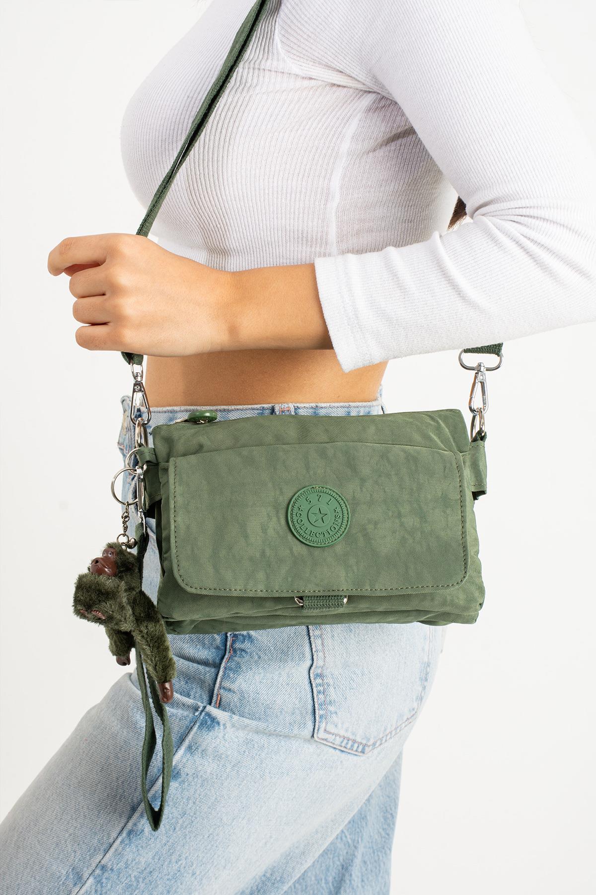 Çapraz Askılı Ultra Hafif Çok Cepli Bayan Omuz Çantası Yeşil (Model: 571-6J)