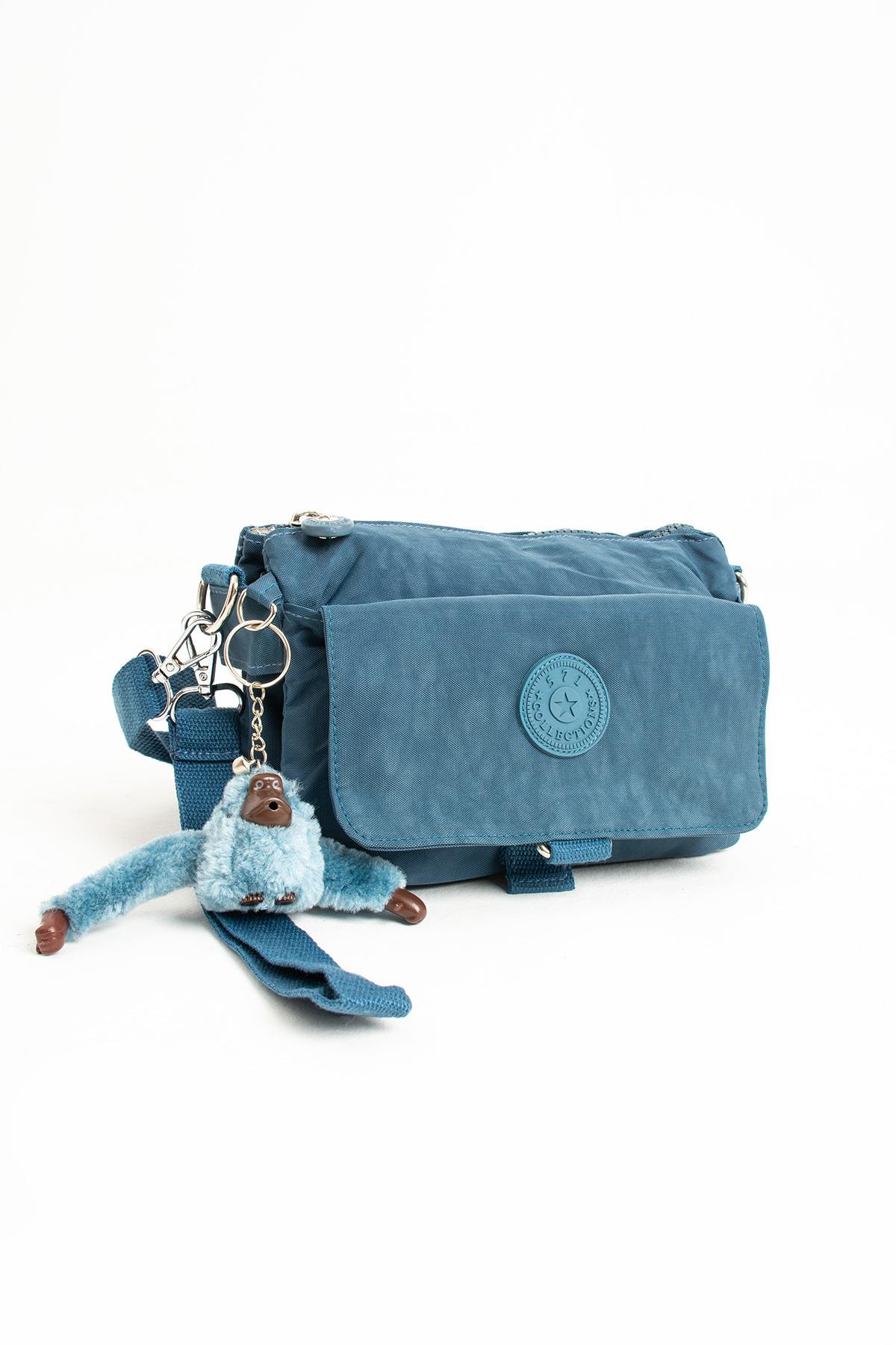 Çapraz Askılı Ultra Hafif Çok Cepli Bayan Omuz Çantası Mavi (Model: 571-6J)