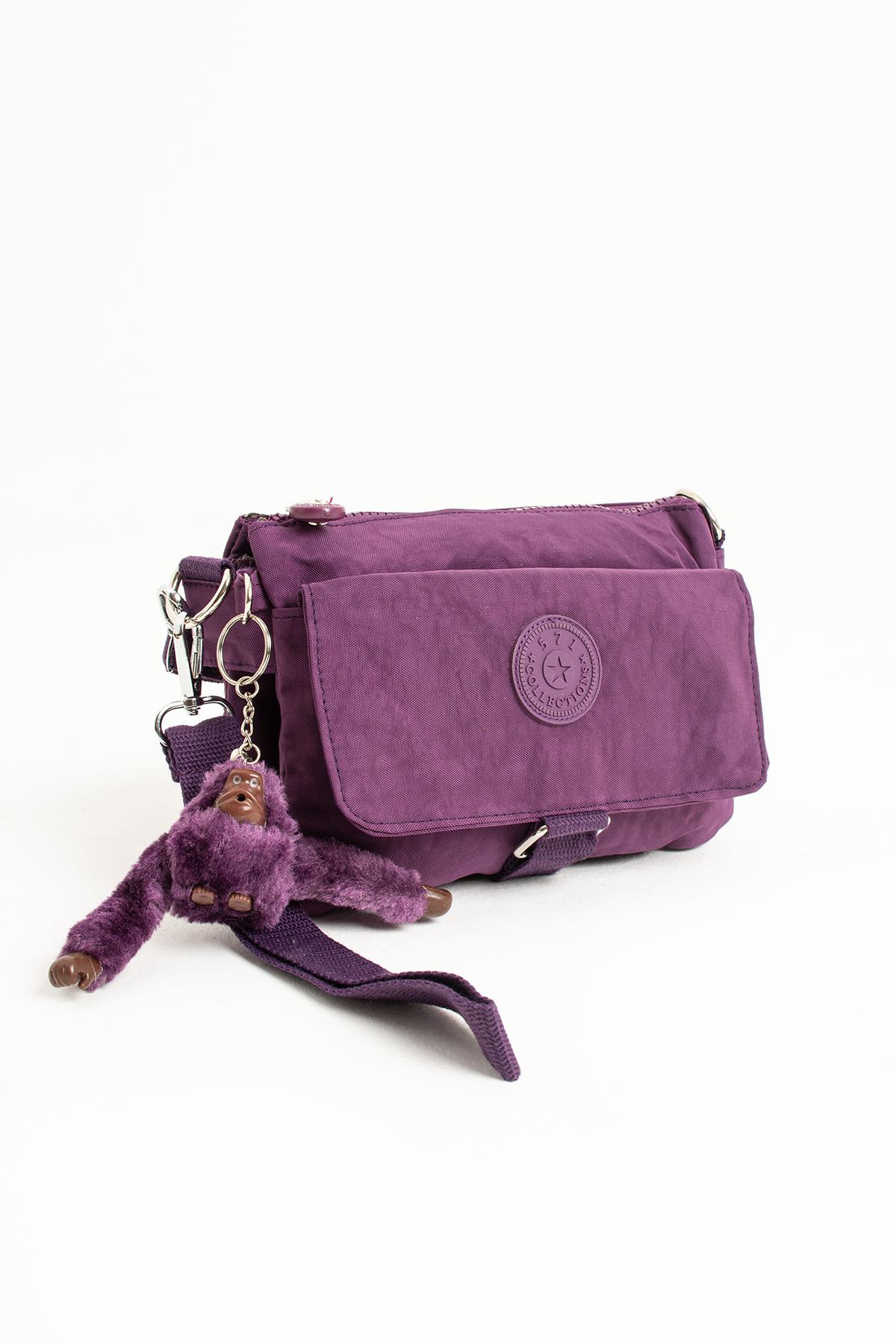 Çapraz Askılı Ultra Hafif Çok Cepli Bayan Omuz Çantası Mor (Model: 571-6J)